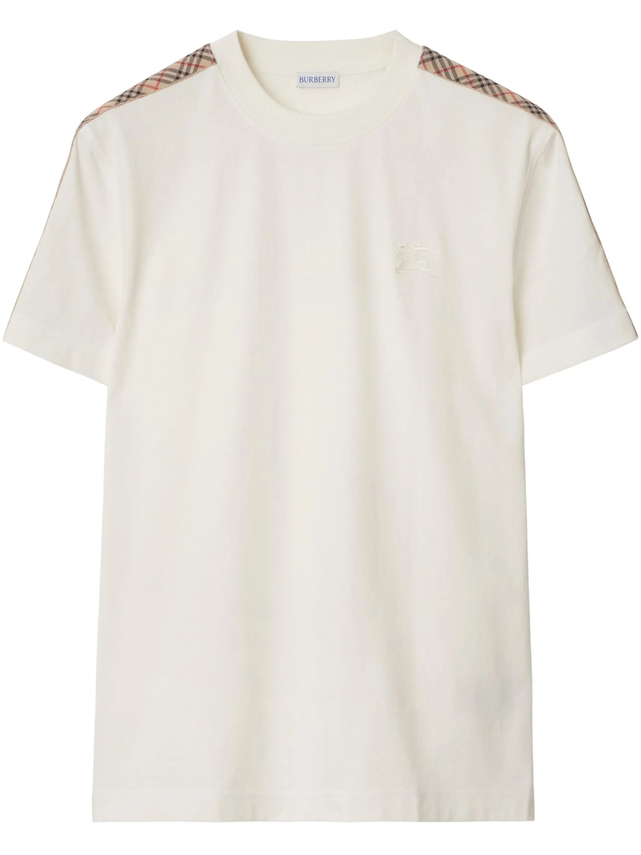 Check-trim cotton T-shirt