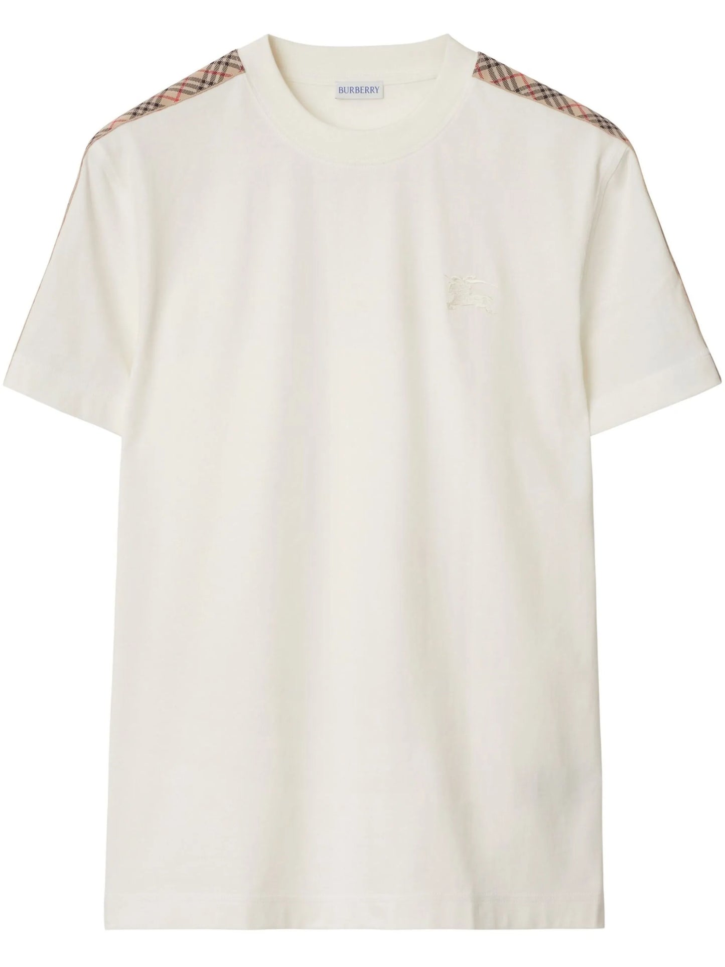 Check-trim cotton T-shirt