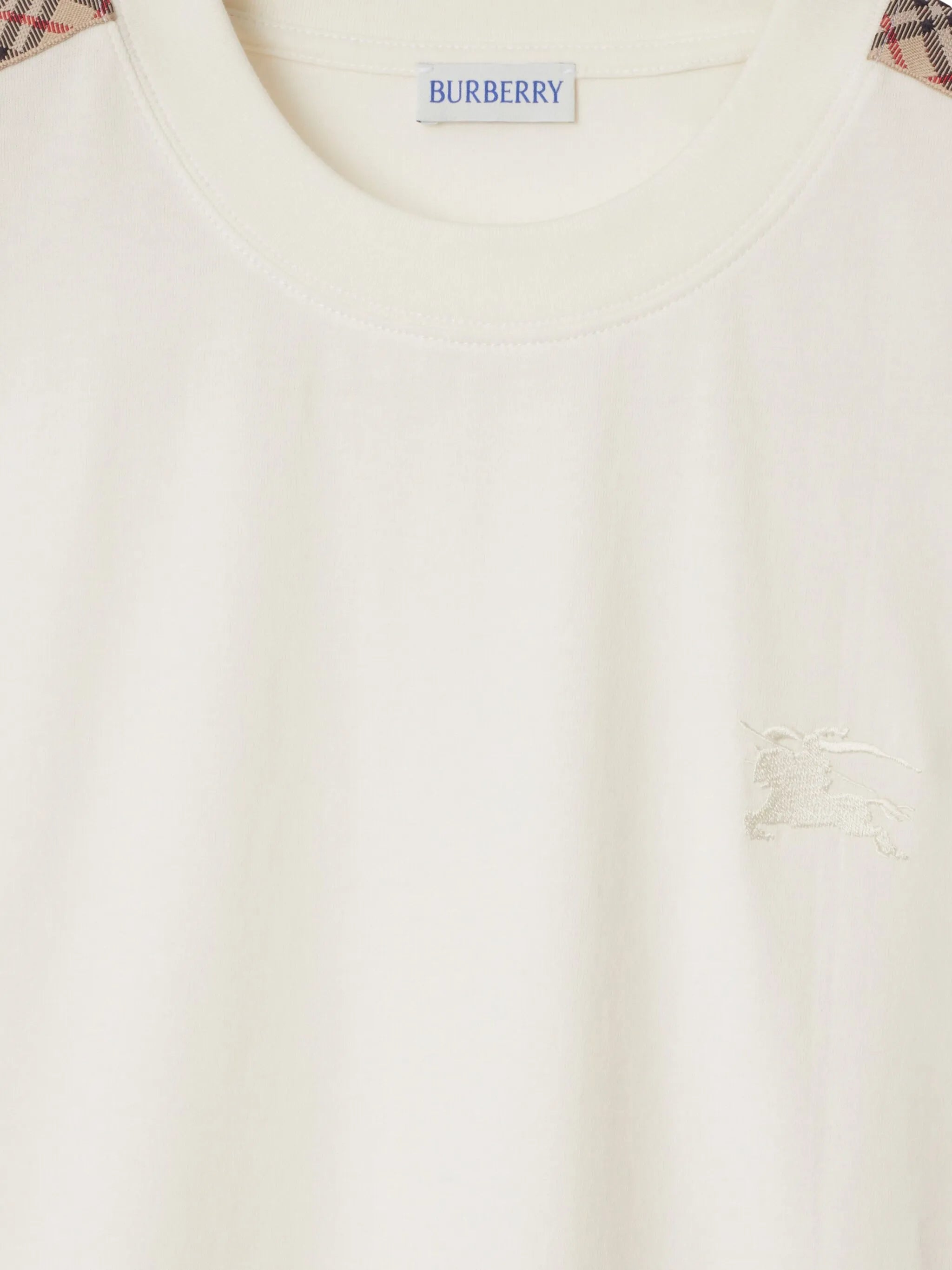 Check-trim cotton T-shirt