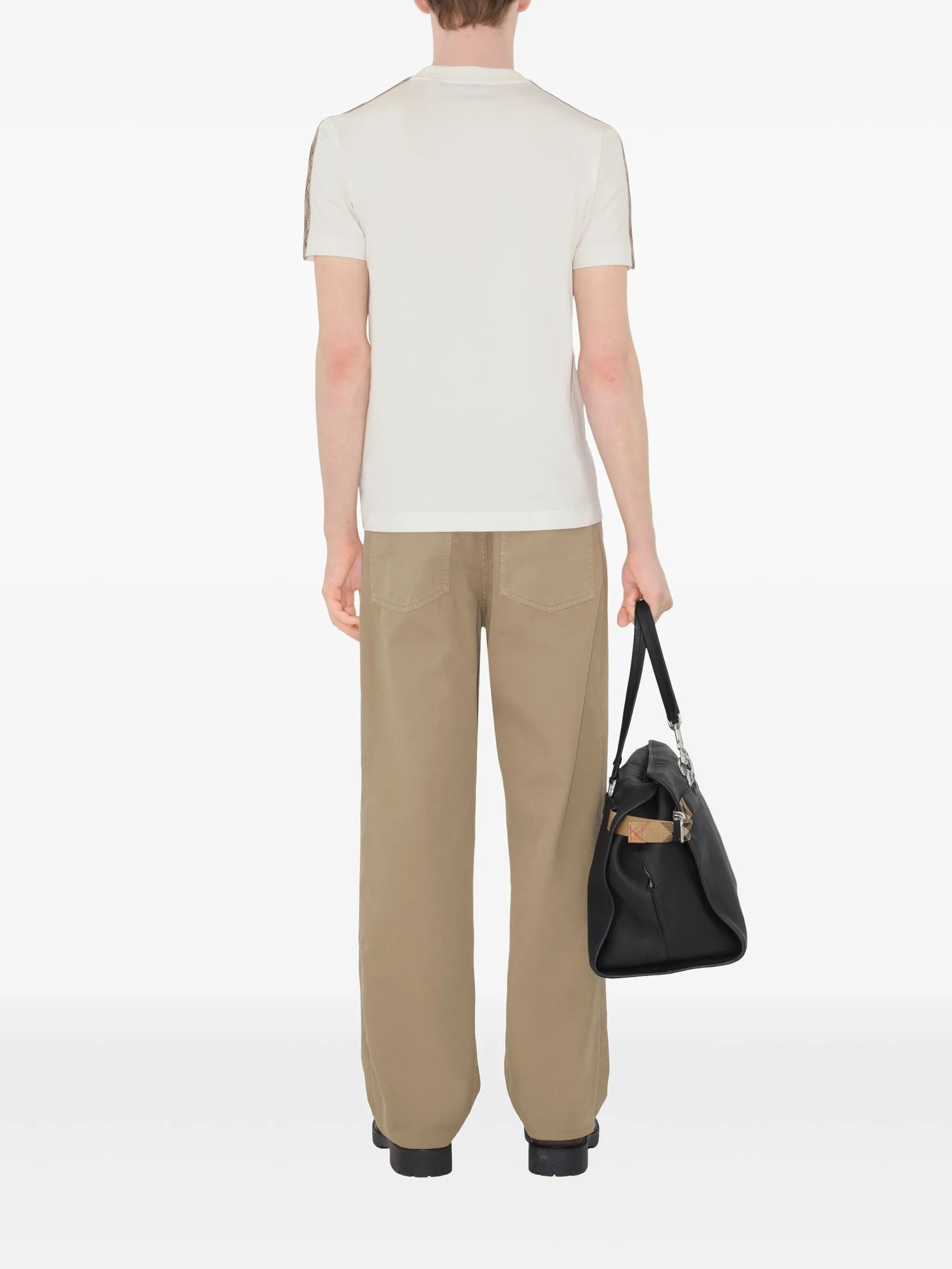 Check-trim cotton T-shirt