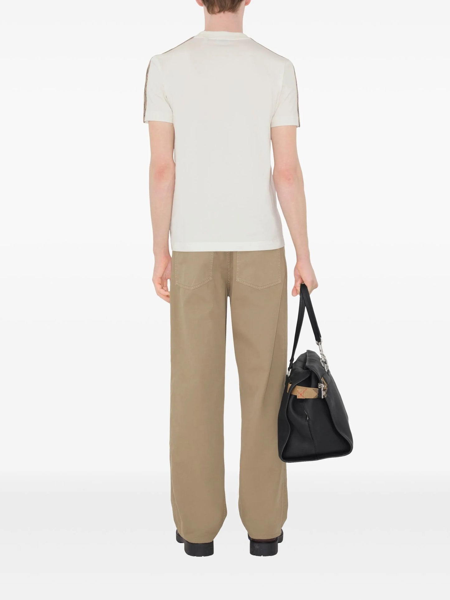 Check-trim cotton T-shirt