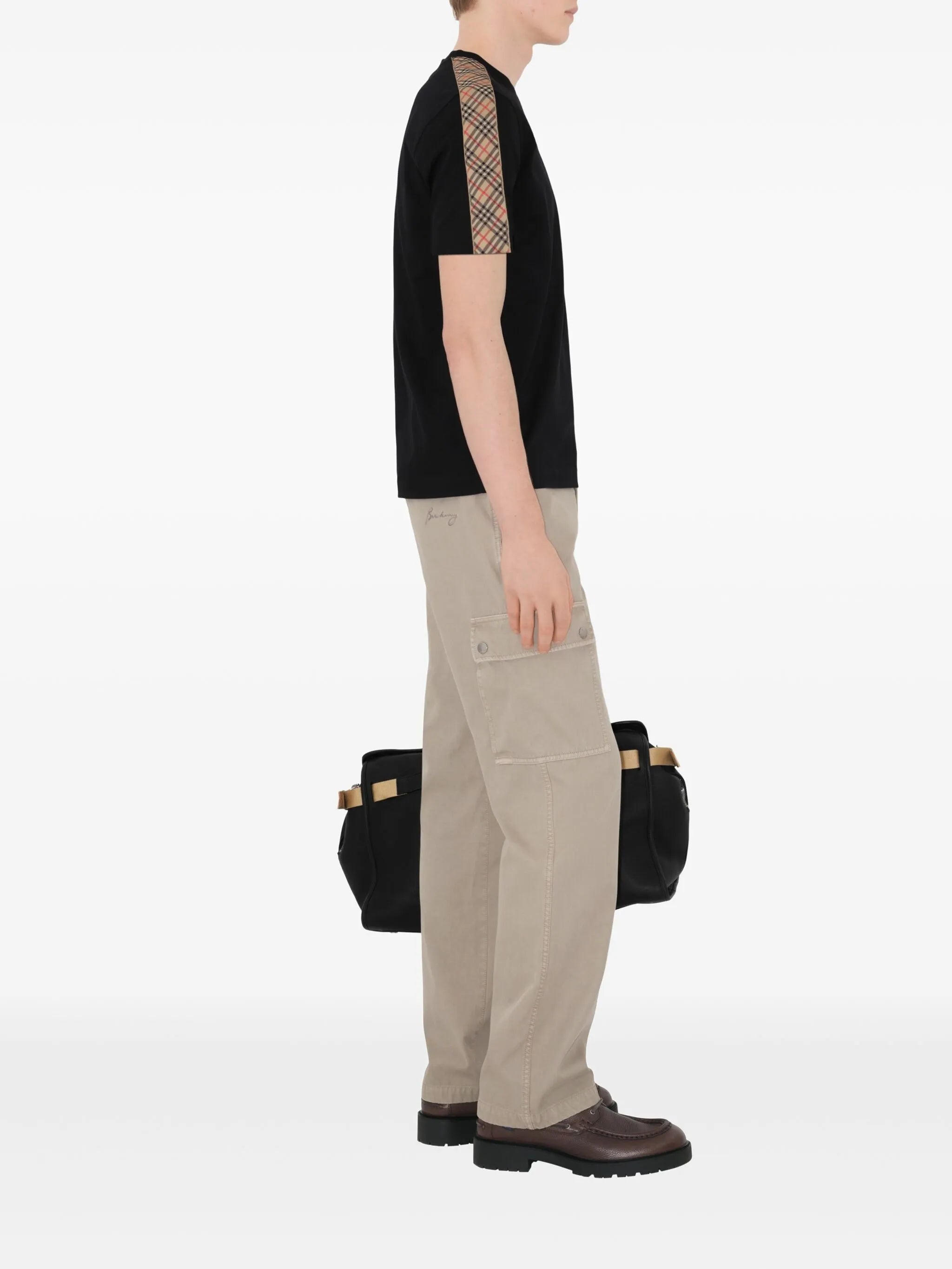Check trim cotton T-shirt