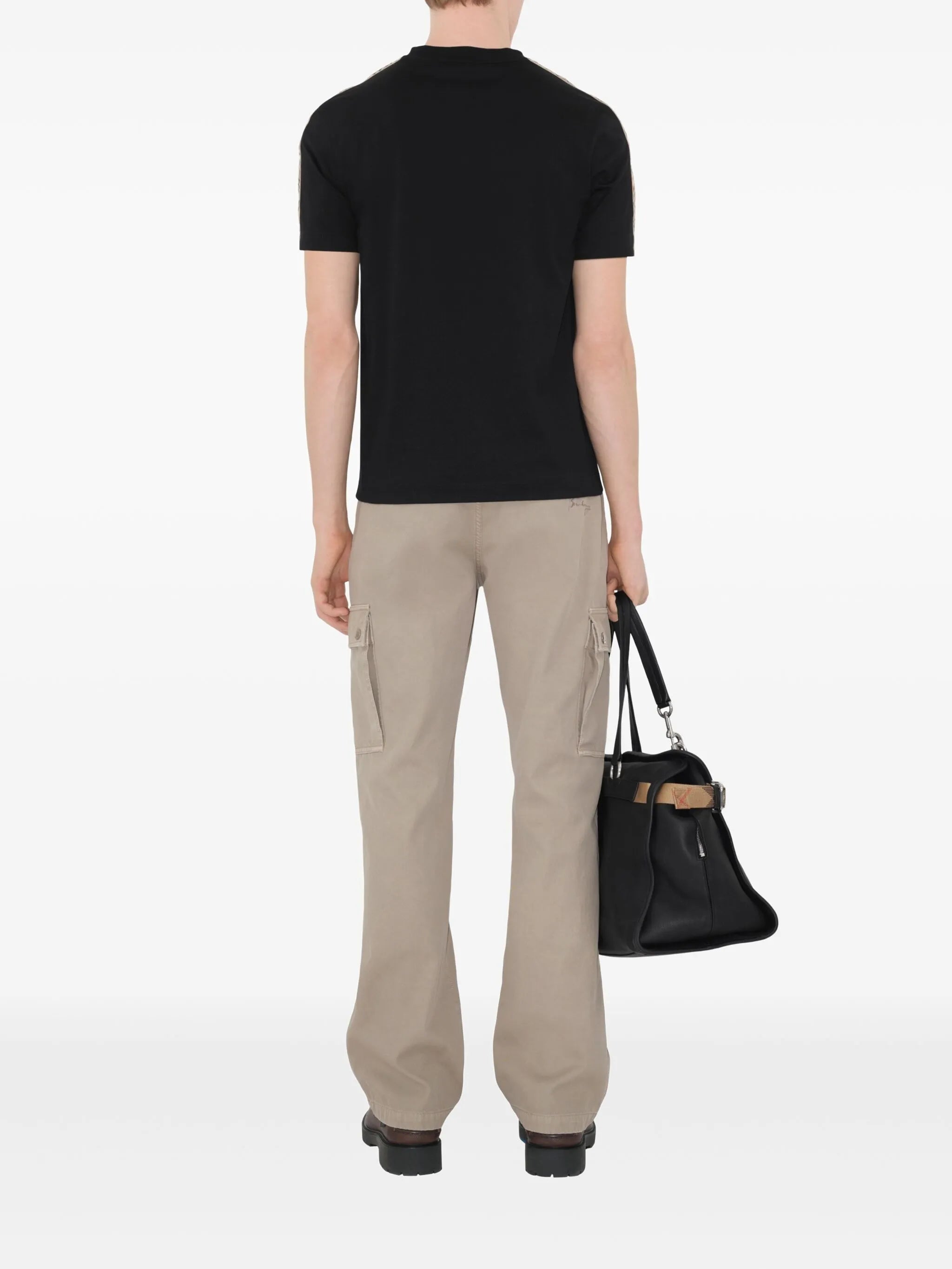 Check trim cotton T-shirt