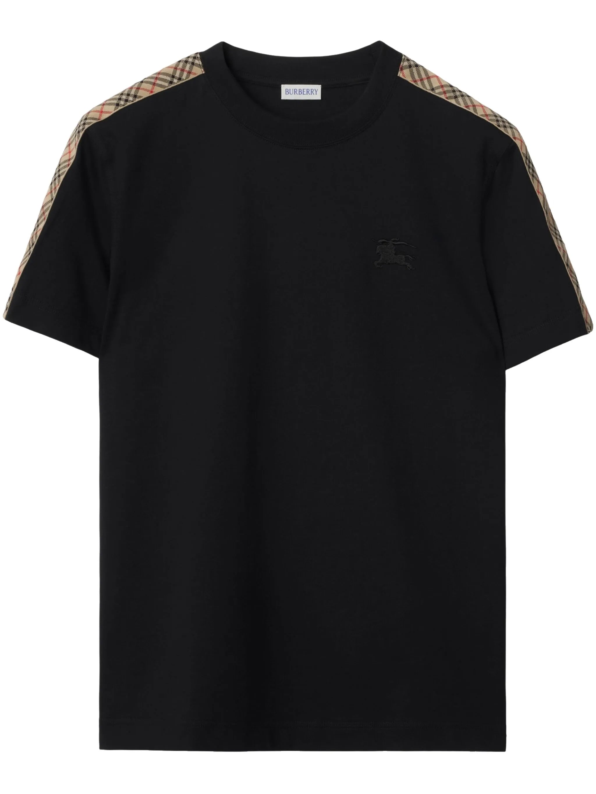 Check trim cotton T-shirt