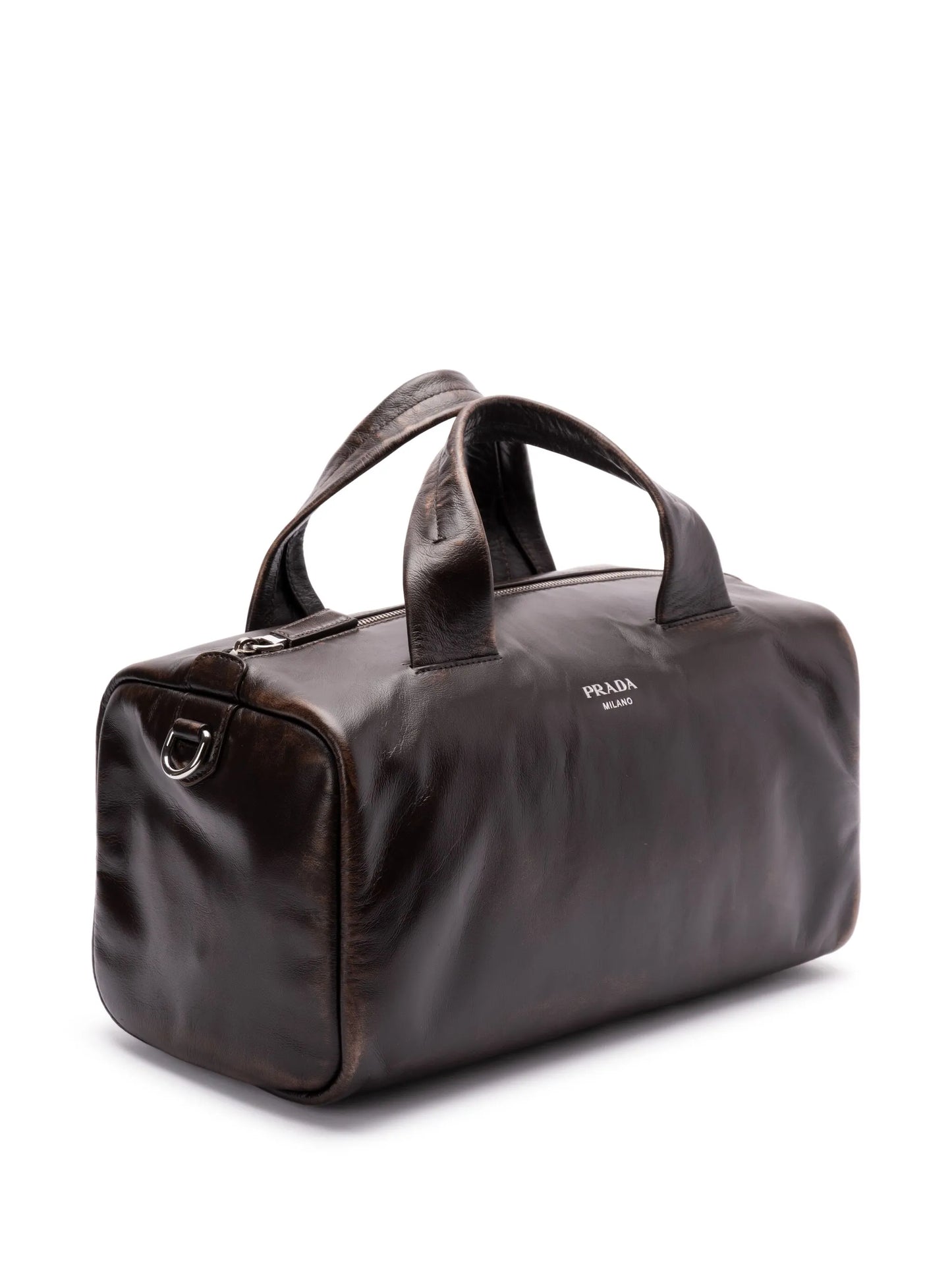 small leather duffle bag