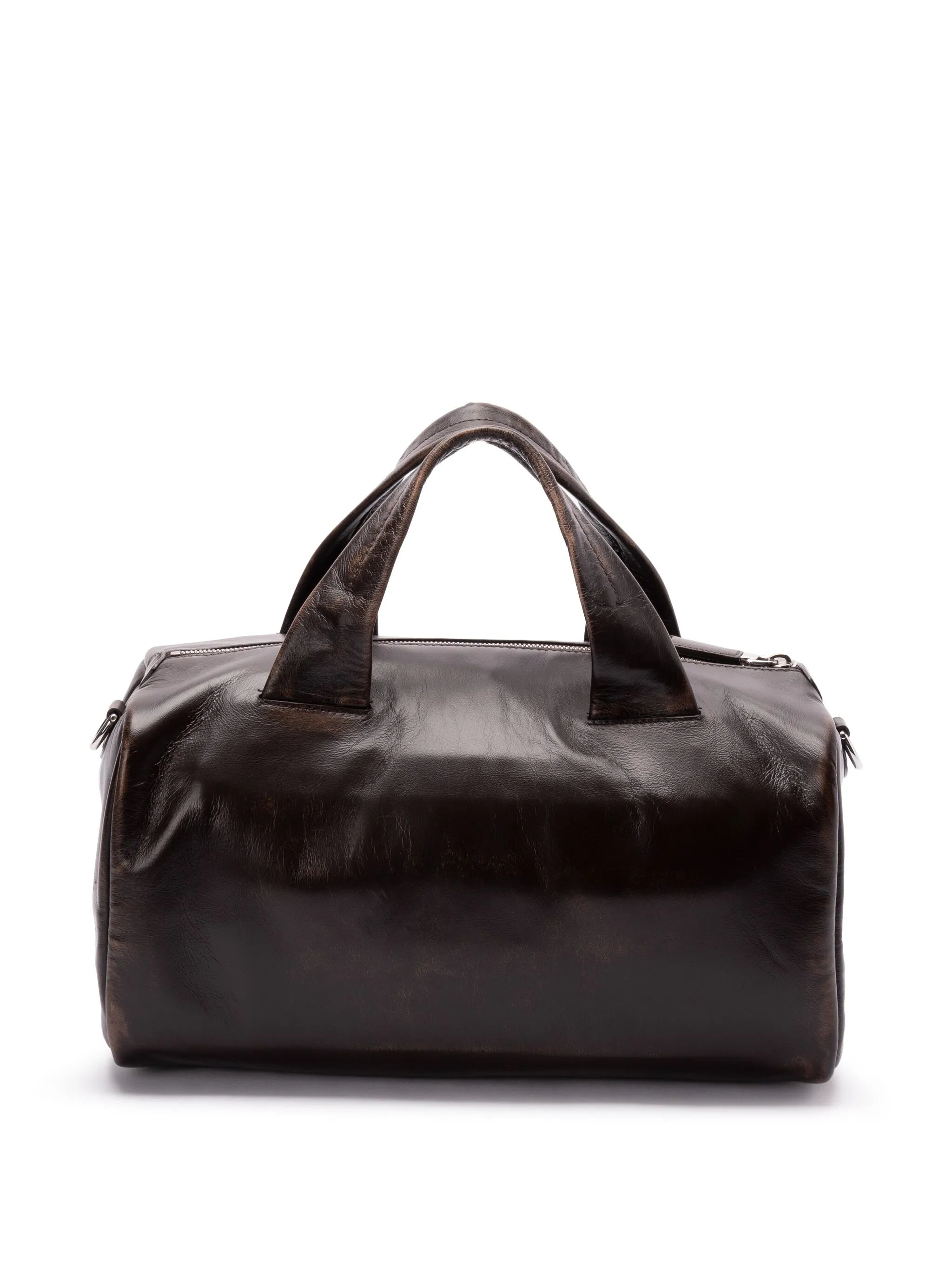 small leather duffle bag