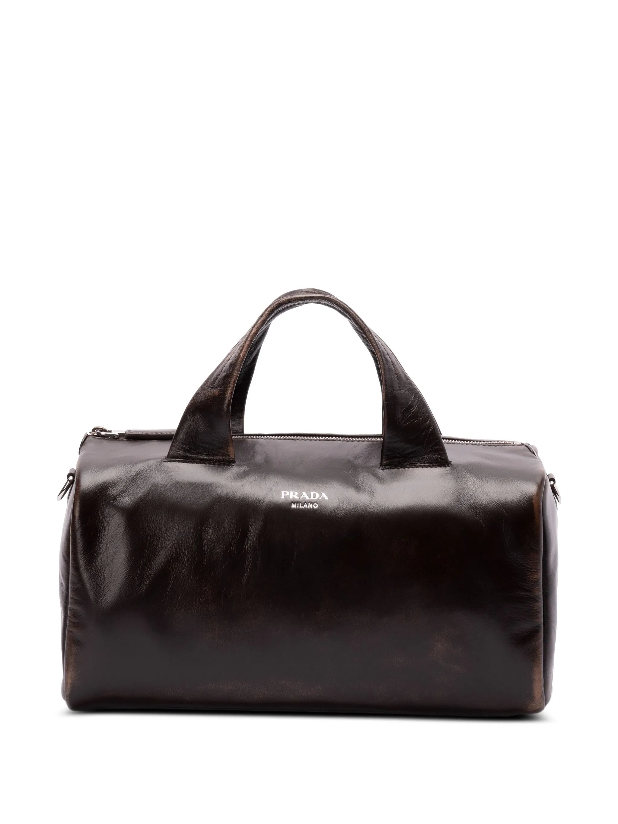 small leather duffle bag