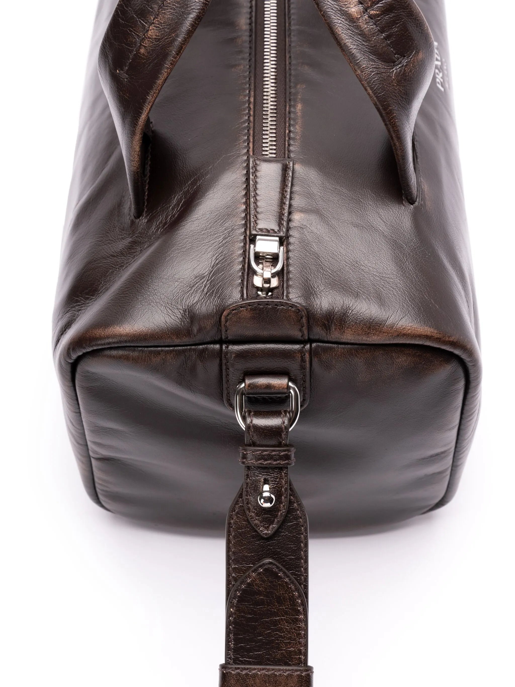small leather duffle bag