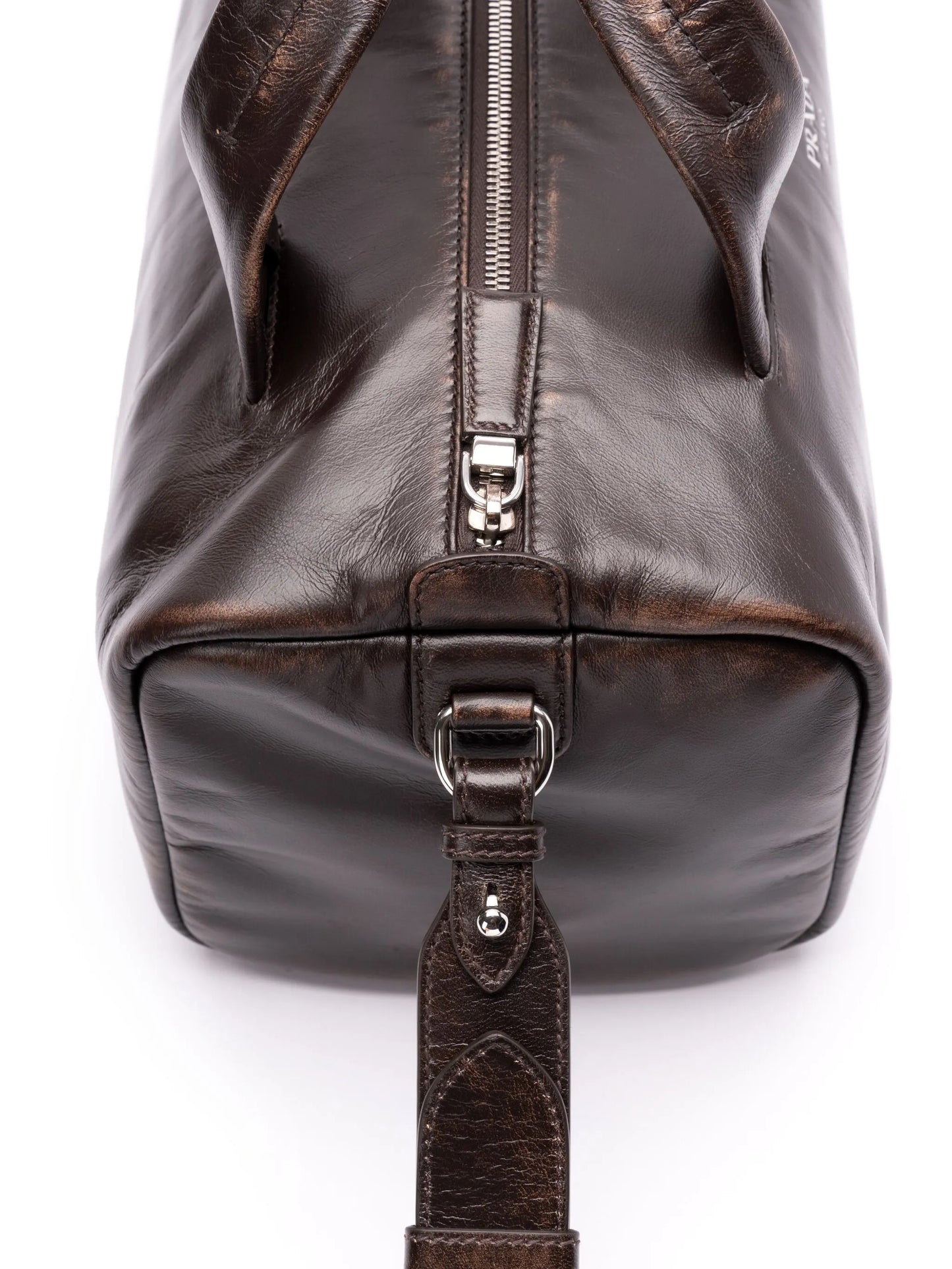 small leather duffle bag