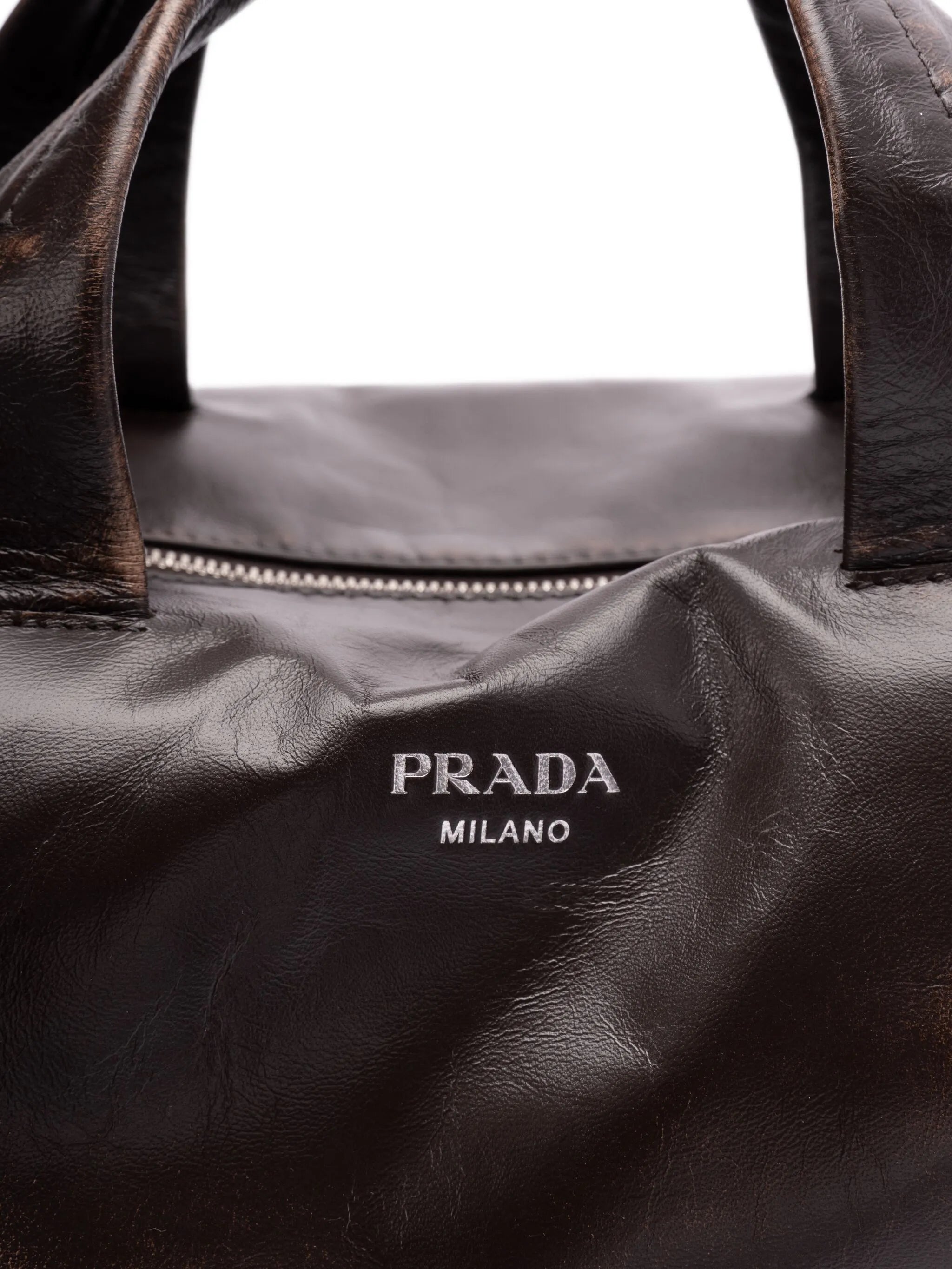 small leather duffle bag