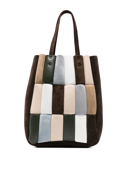 Zoe patchwork suede tote bag