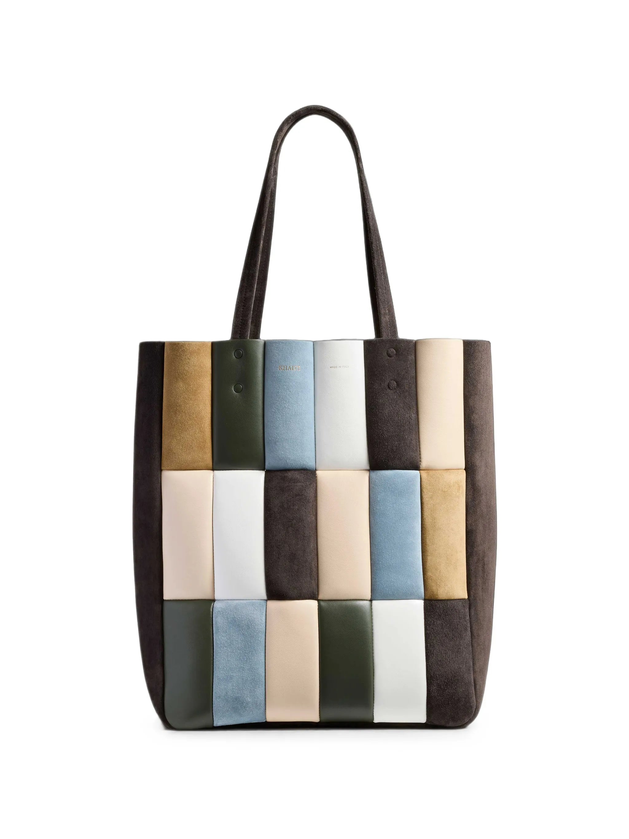 Zoe patchwork suede tote bag