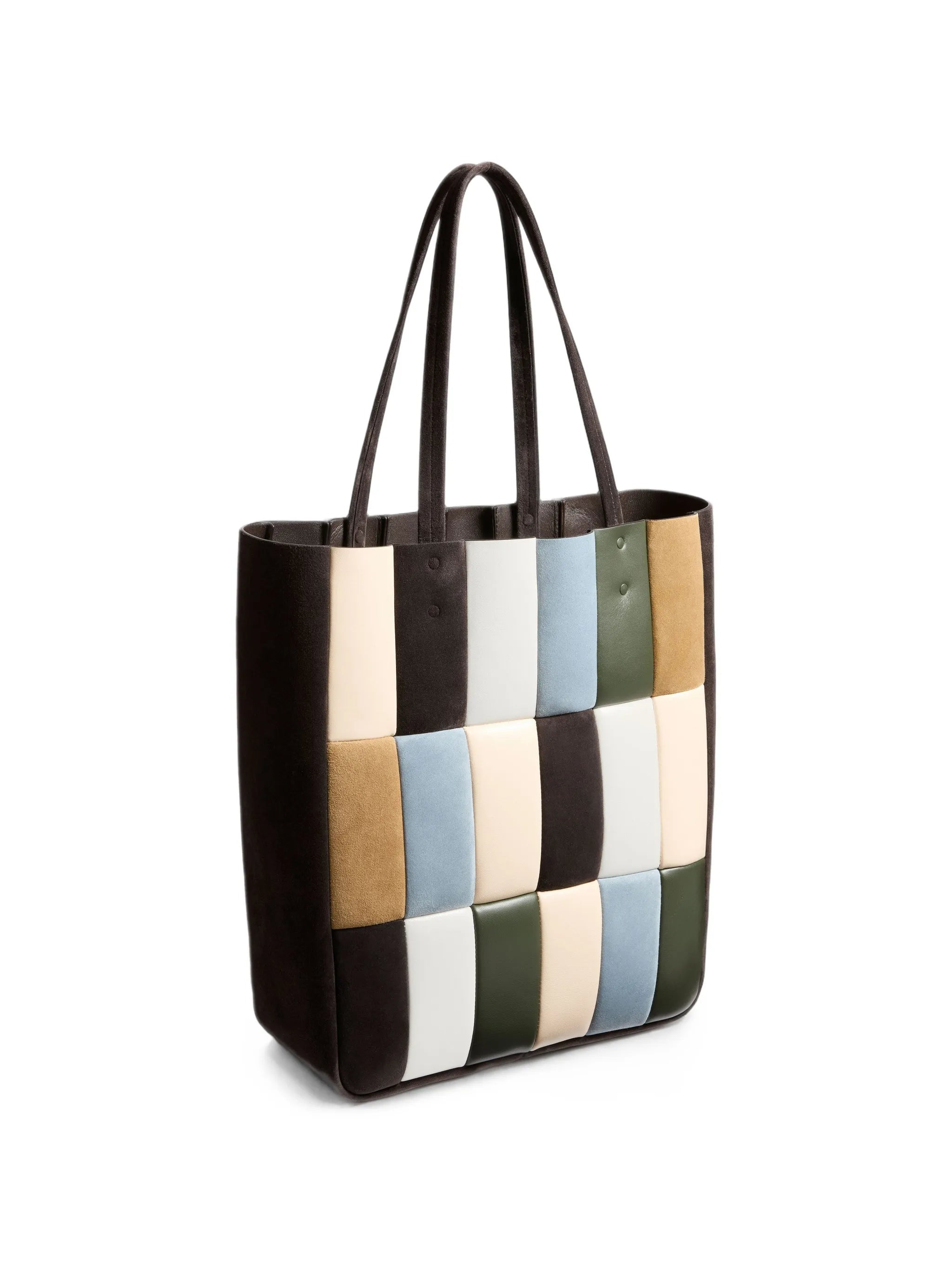 Zoe patchwork suede tote bag