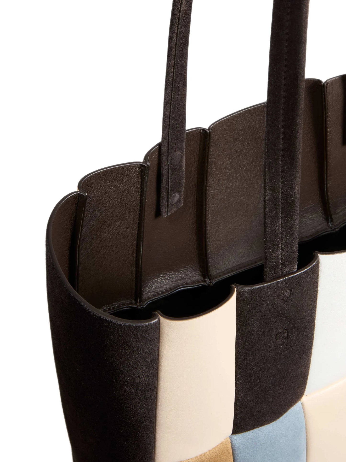 Zoe patchwork suede tote bag