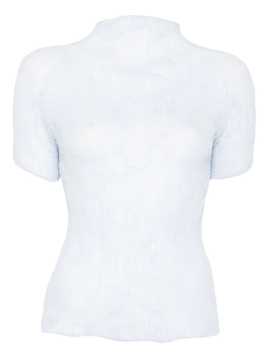 pleated high-neck blouse