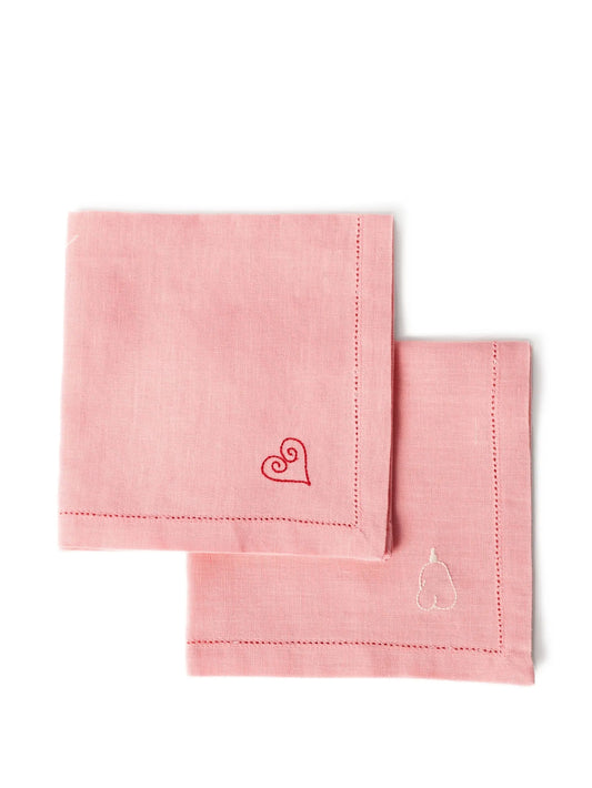 heart-embroidered napkins (set of four)
