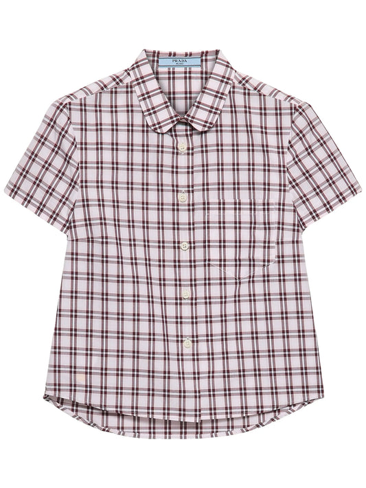 check-print cotton shirt