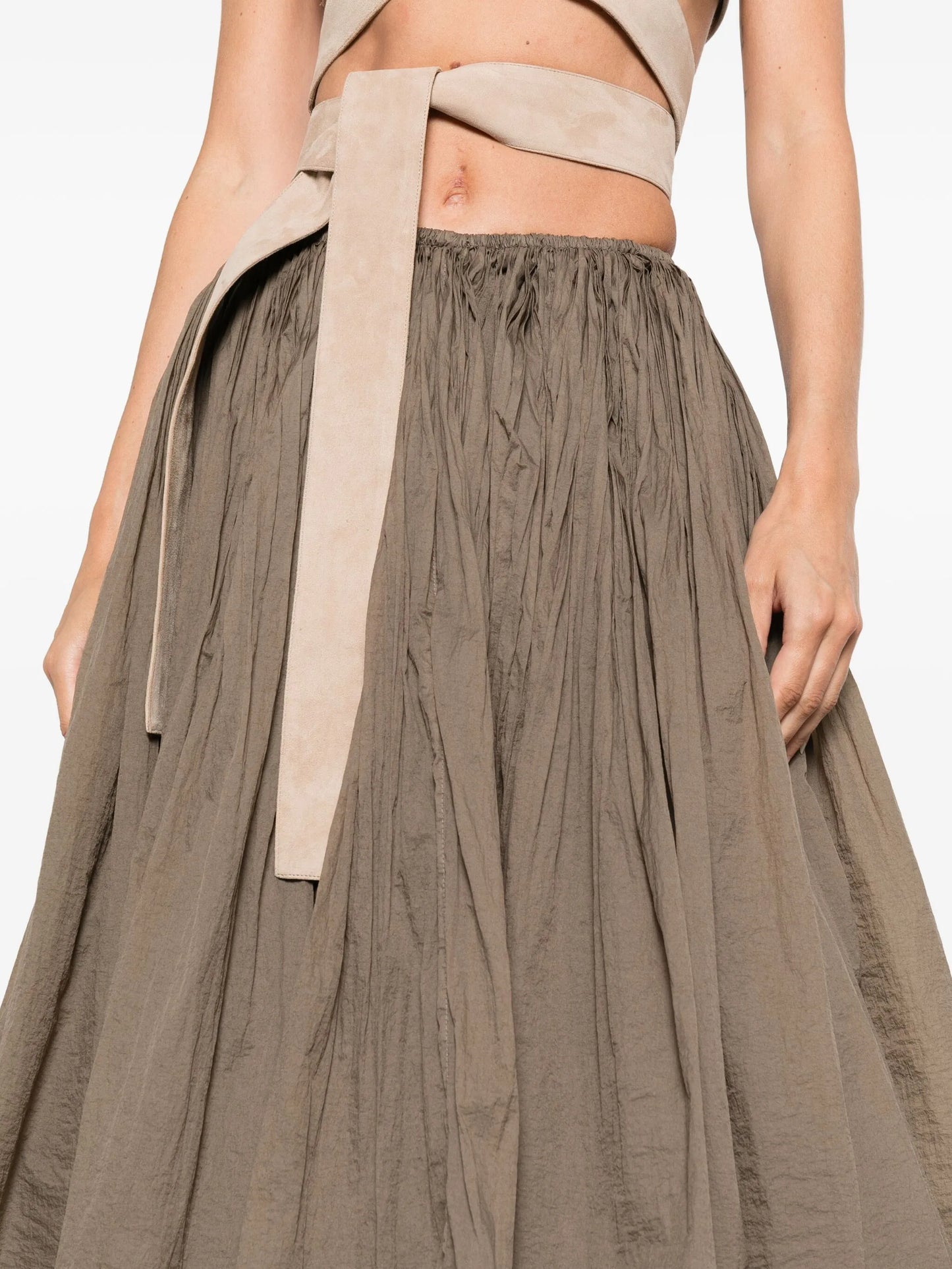 balloon-hem gathered skirt