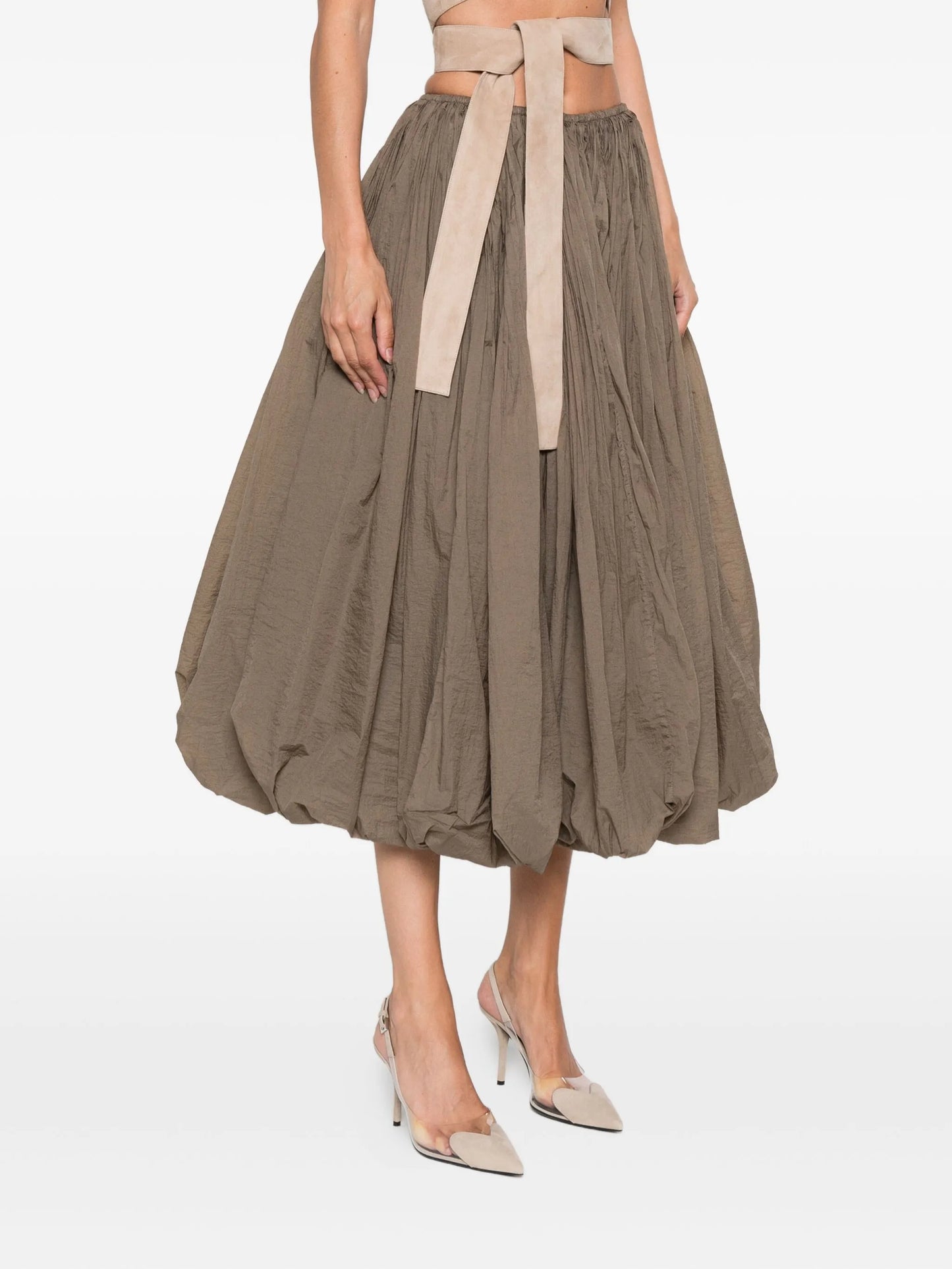 balloon-hem gathered skirt