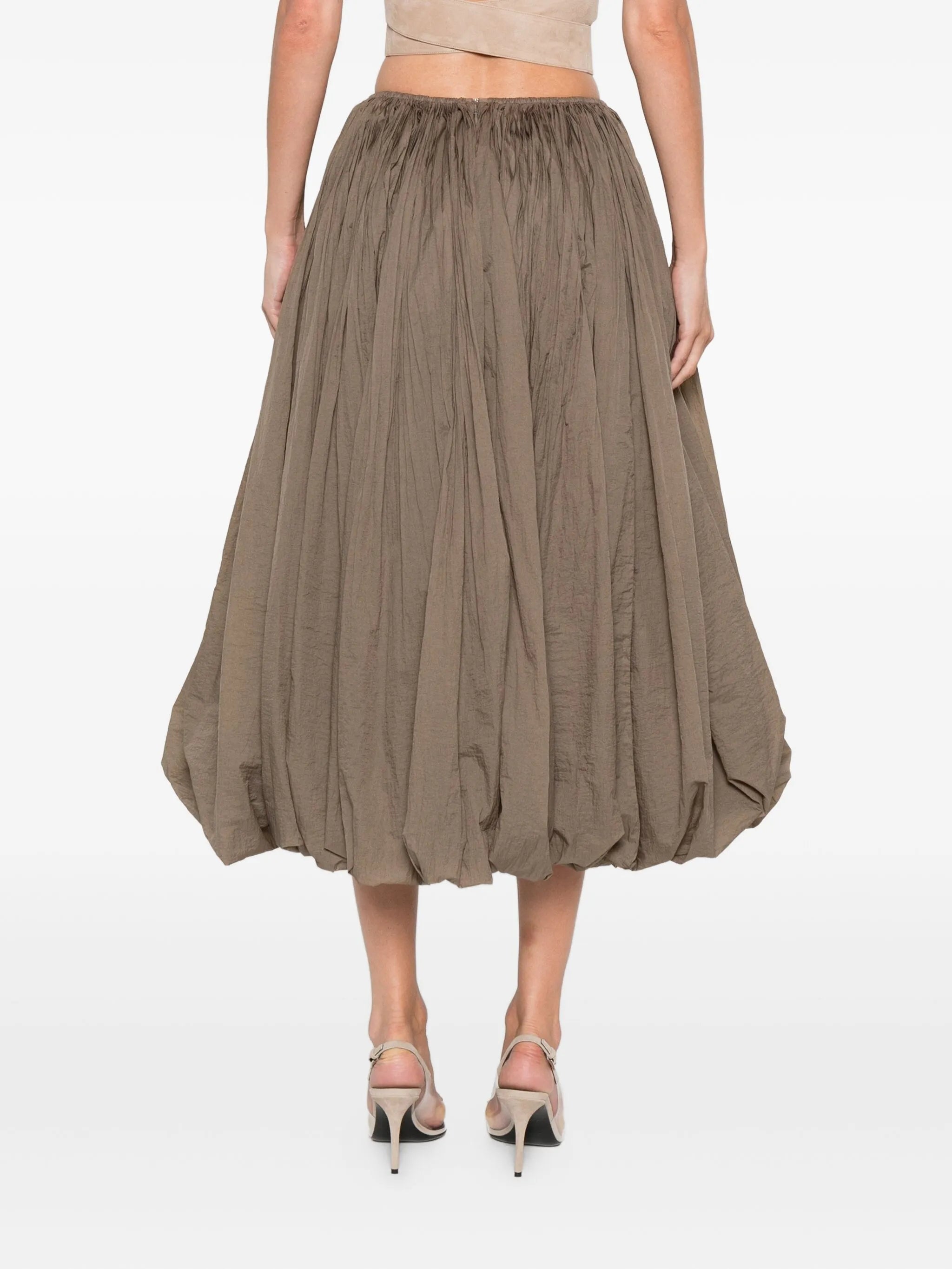 balloon-hem gathered skirt