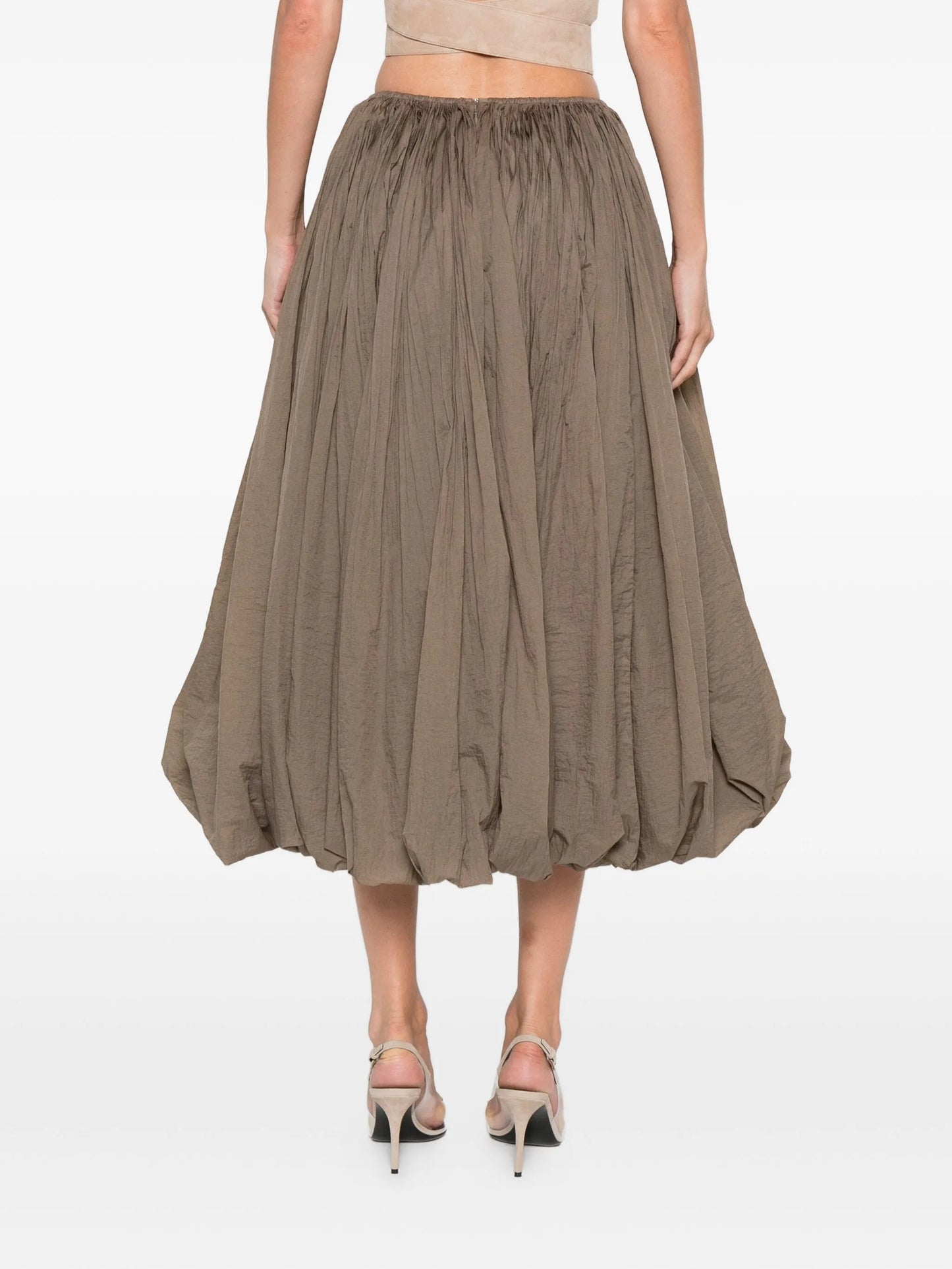balloon-hem gathered skirt