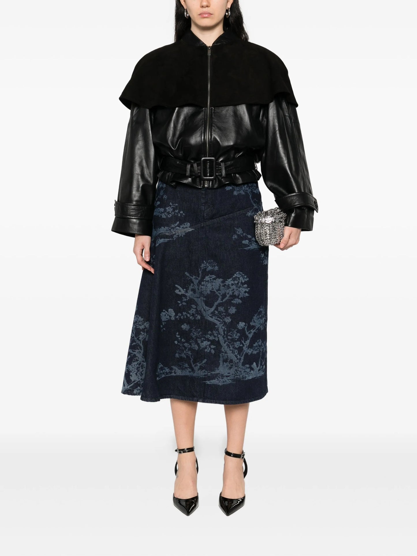 denim midi skirt
