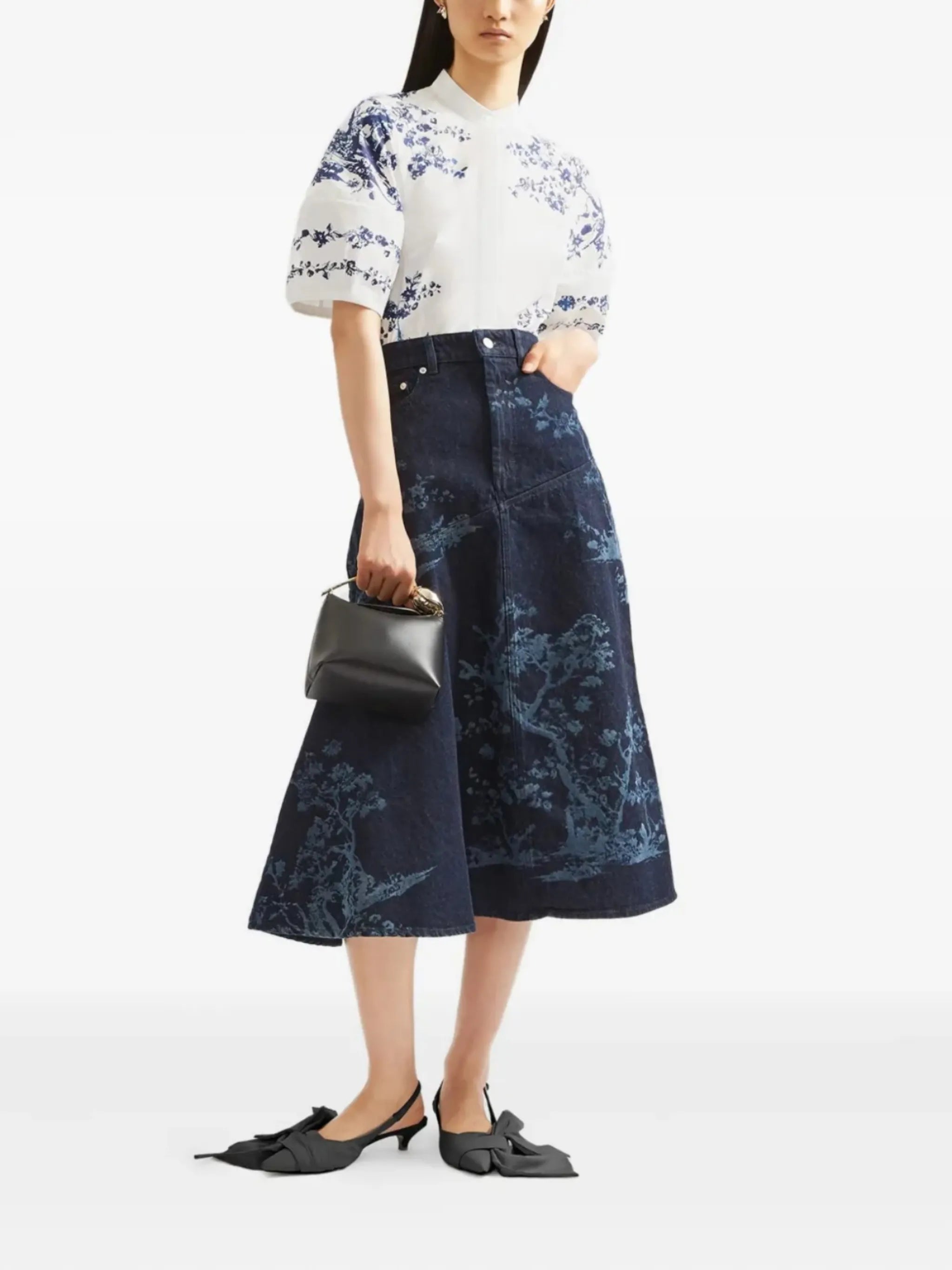 denim midi skirt