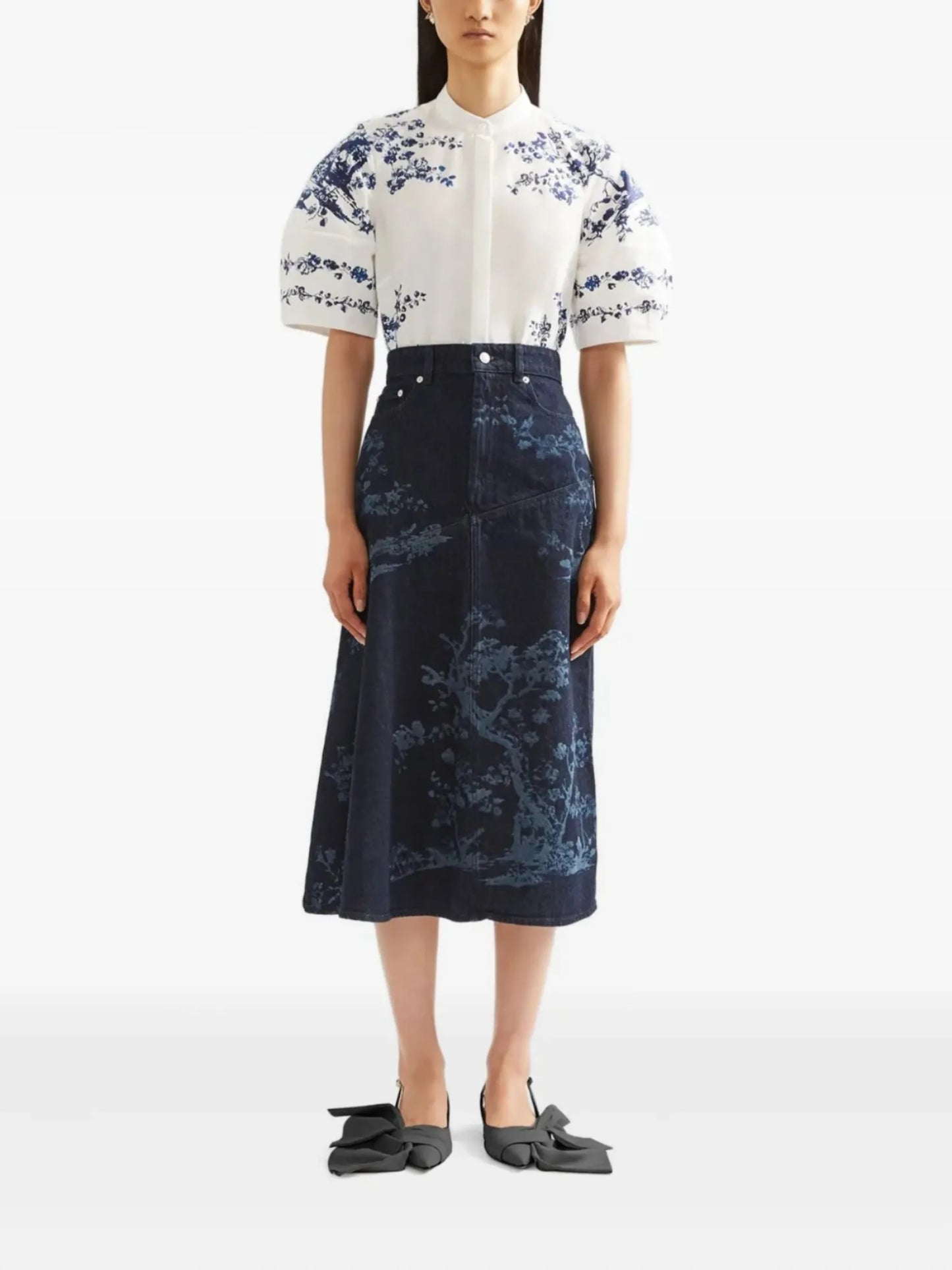 denim midi skirt