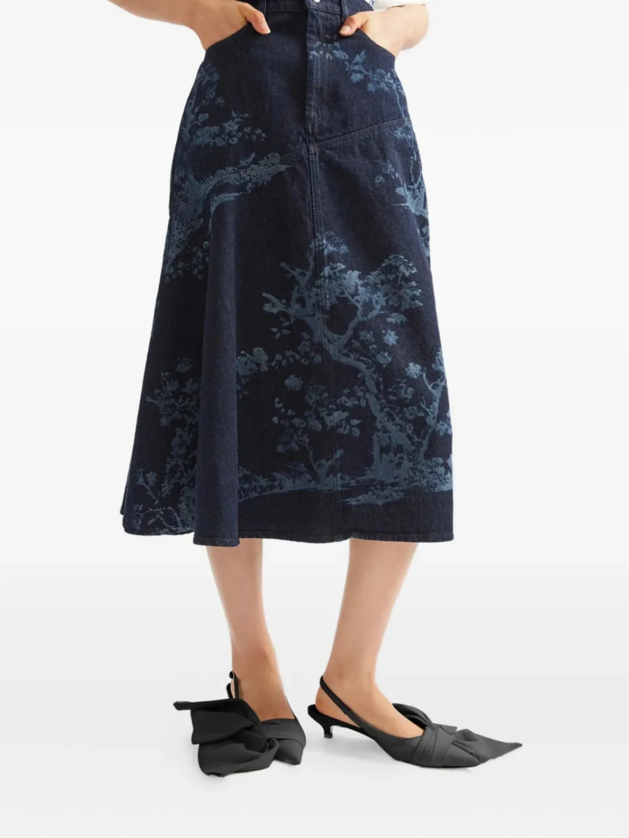 denim midi skirt