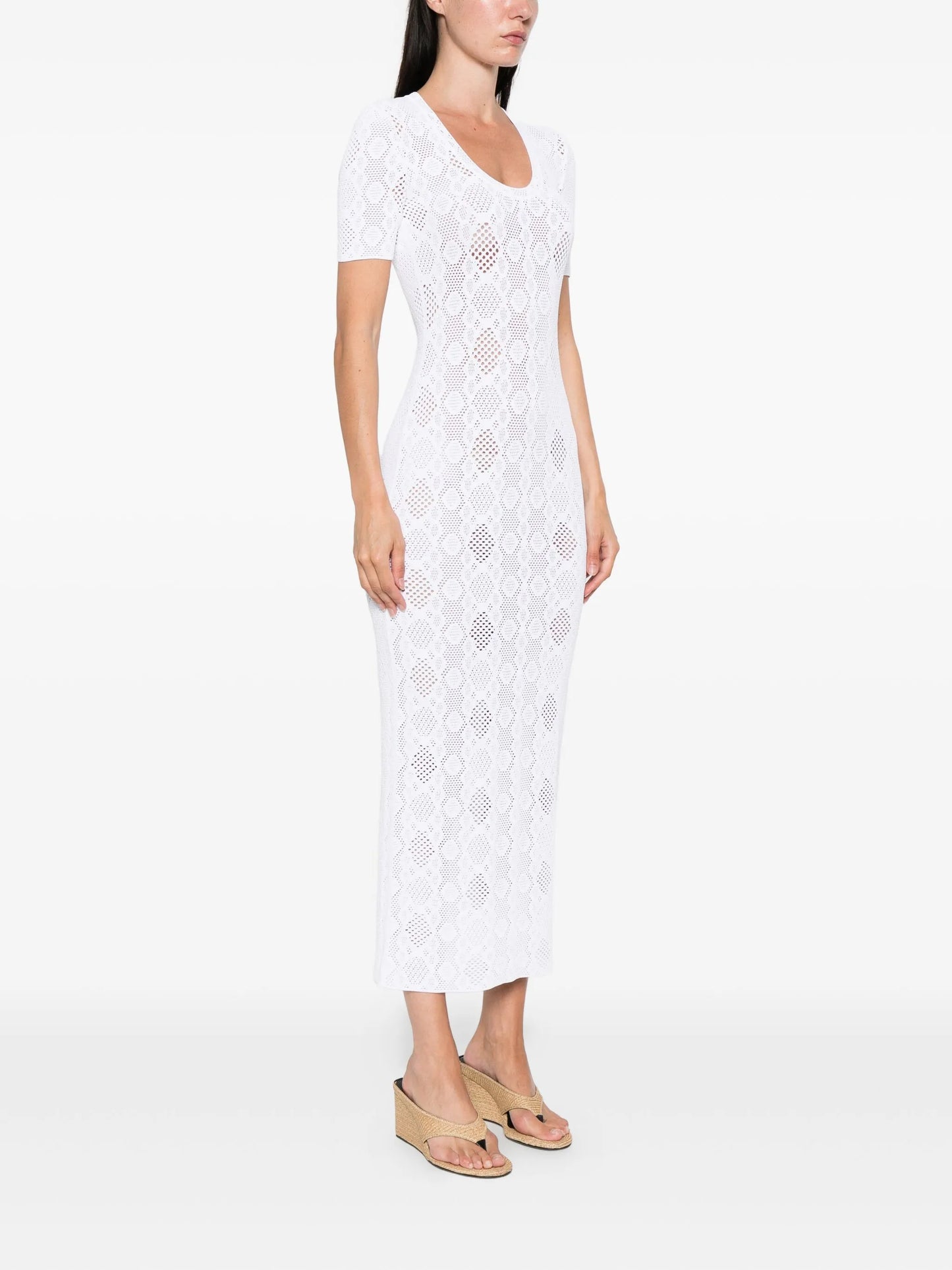 python-lace knit dress