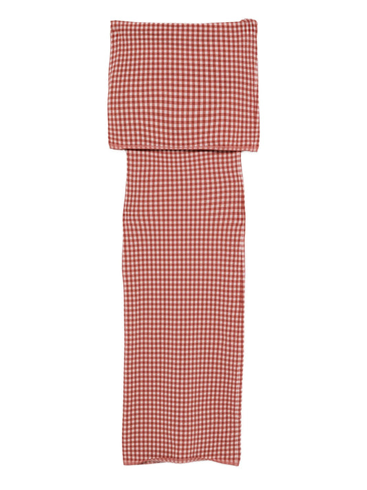 gingham knit maxi dress
