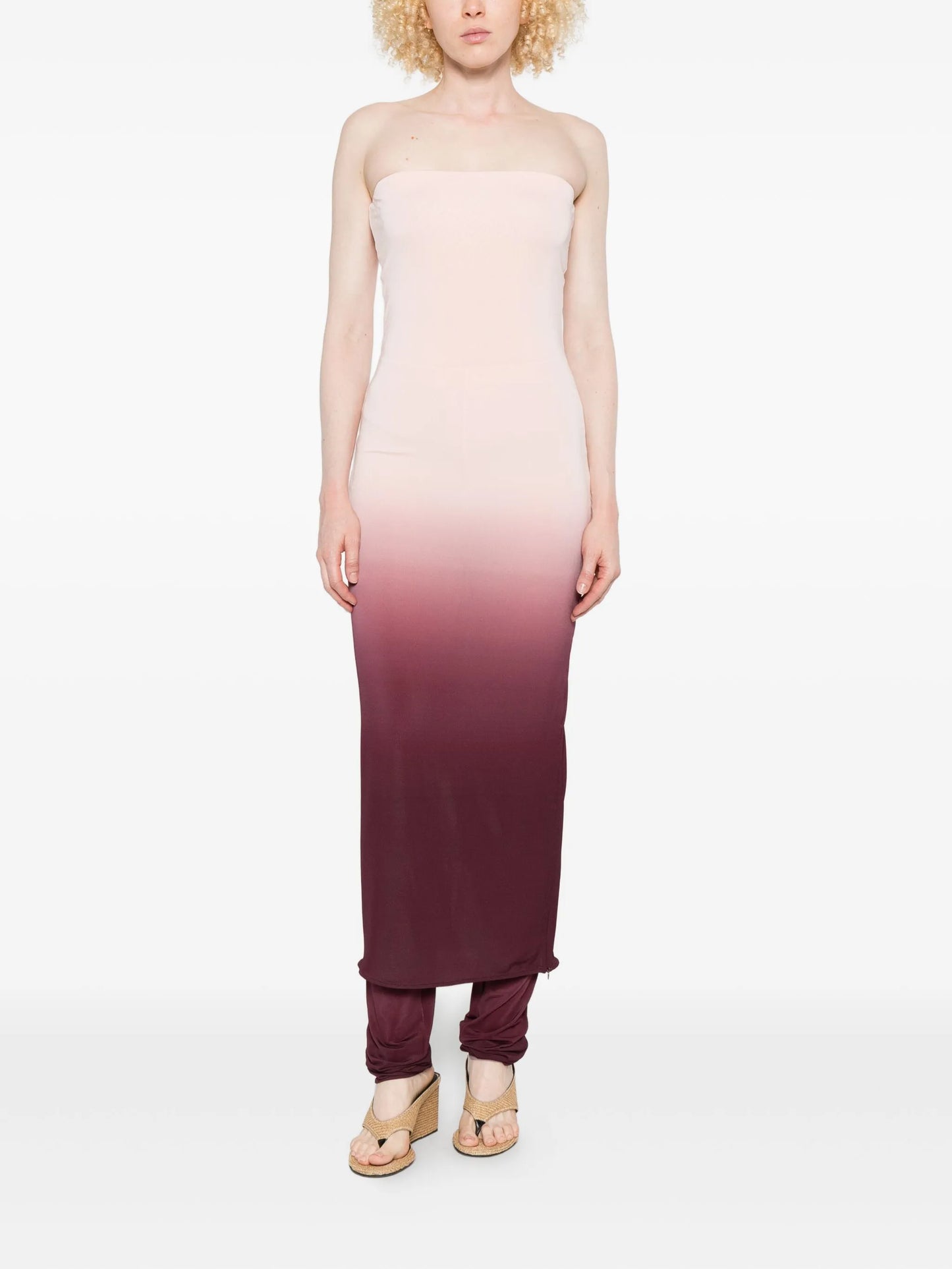 strapless knitted midi dress