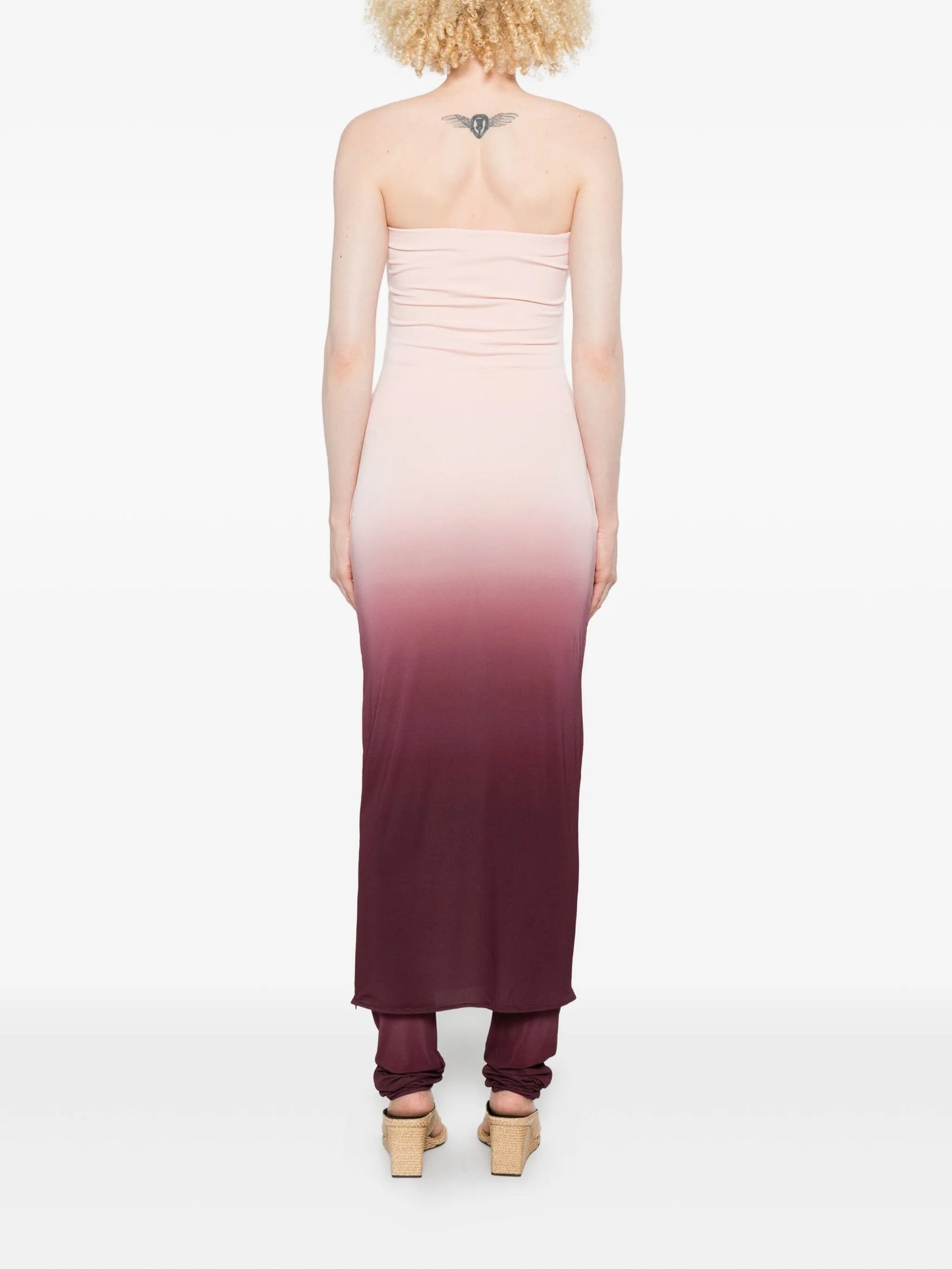 strapless knitted midi dress
