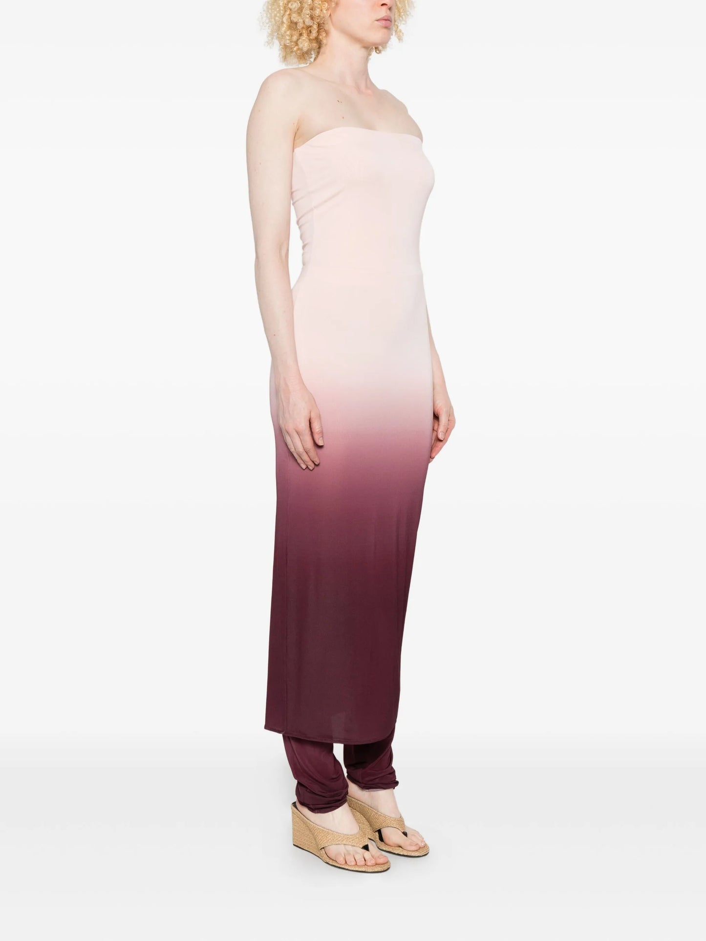 strapless knitted midi dress