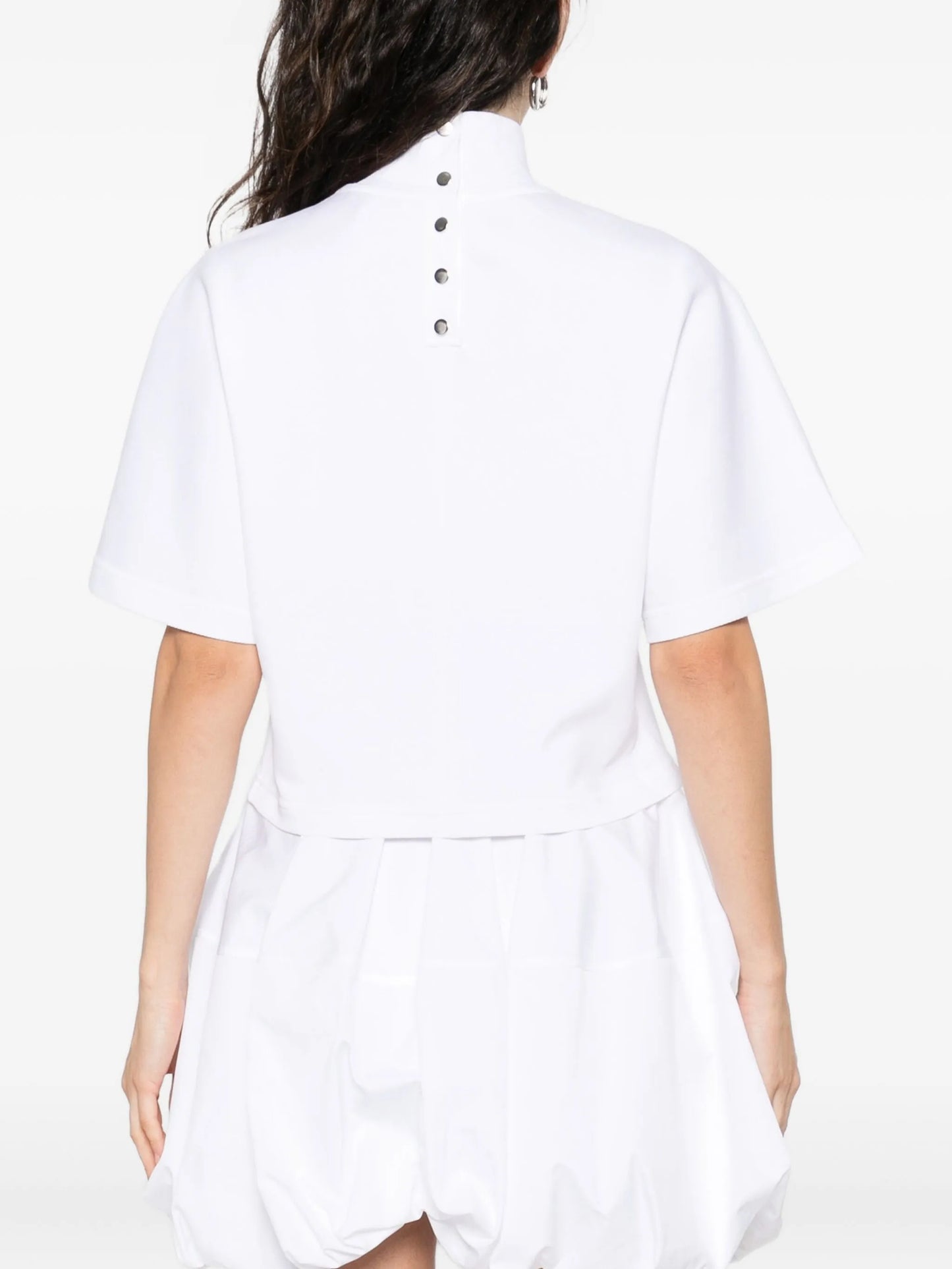 ribbed high-neck cotton T-shirt