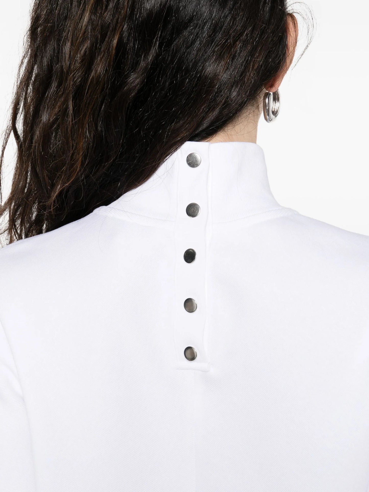 ribbed high-neck cotton T-shirt