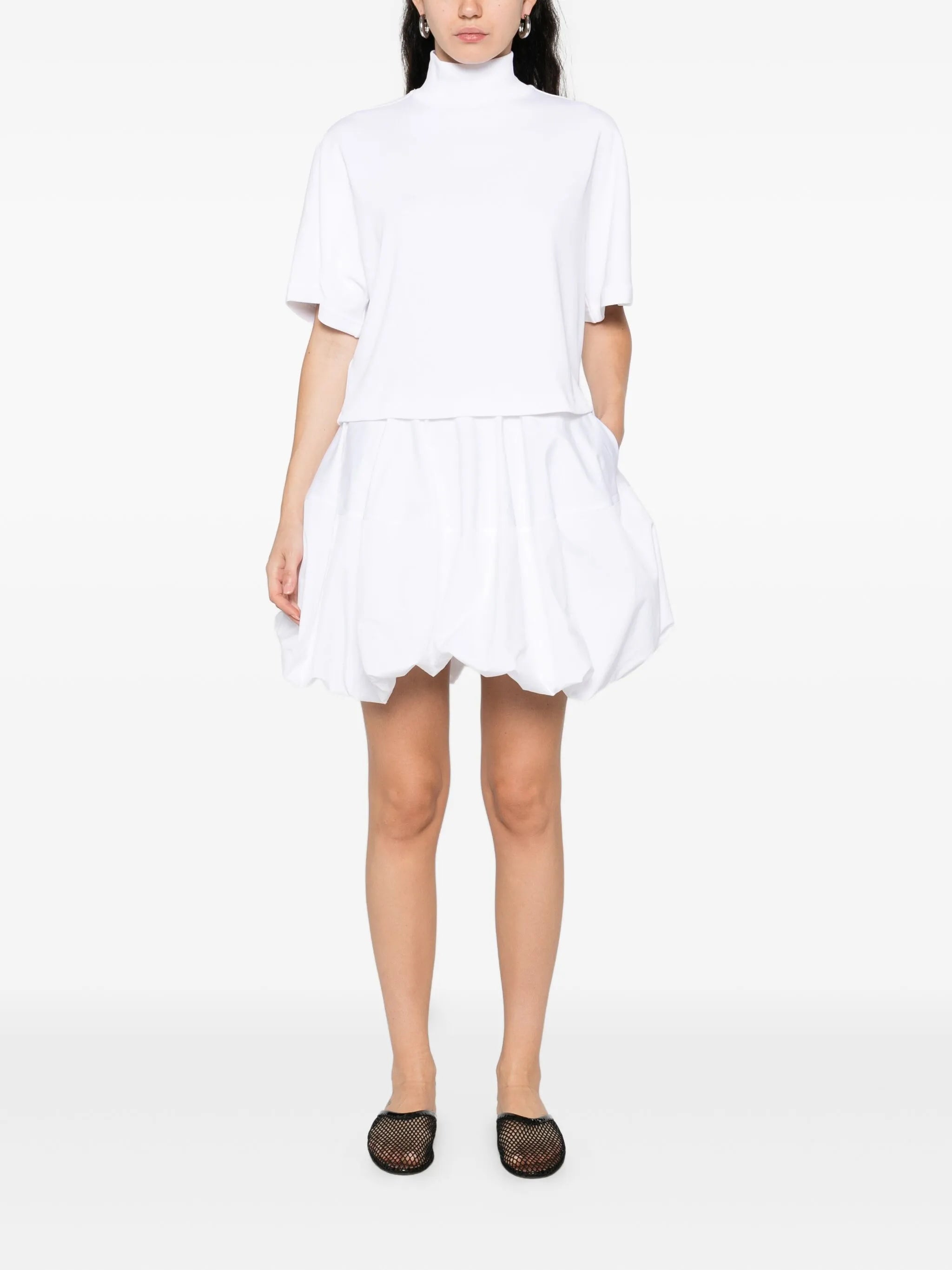 ribbed high-neck cotton T-shirt