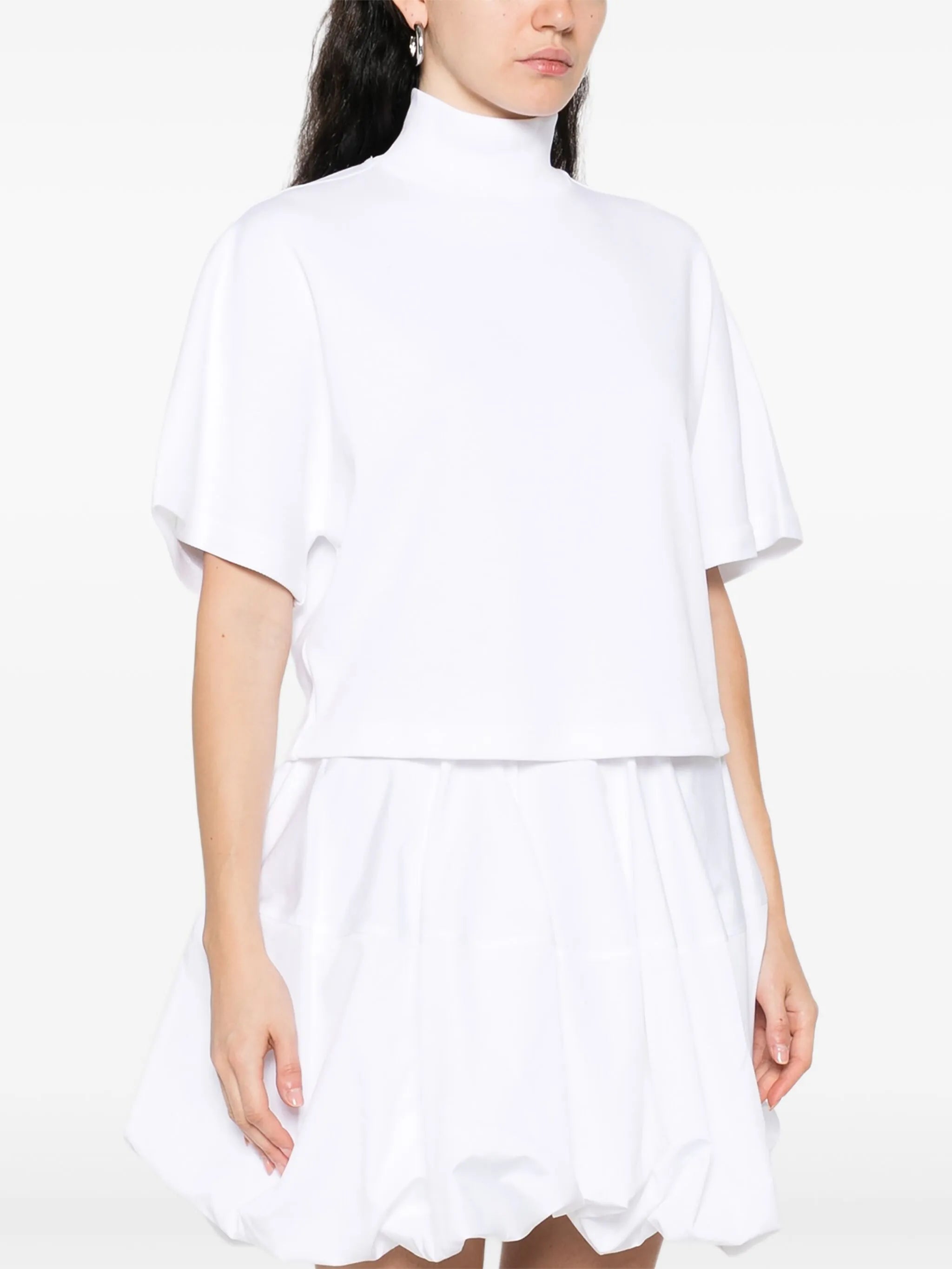 ribbed high-neck cotton T-shirt