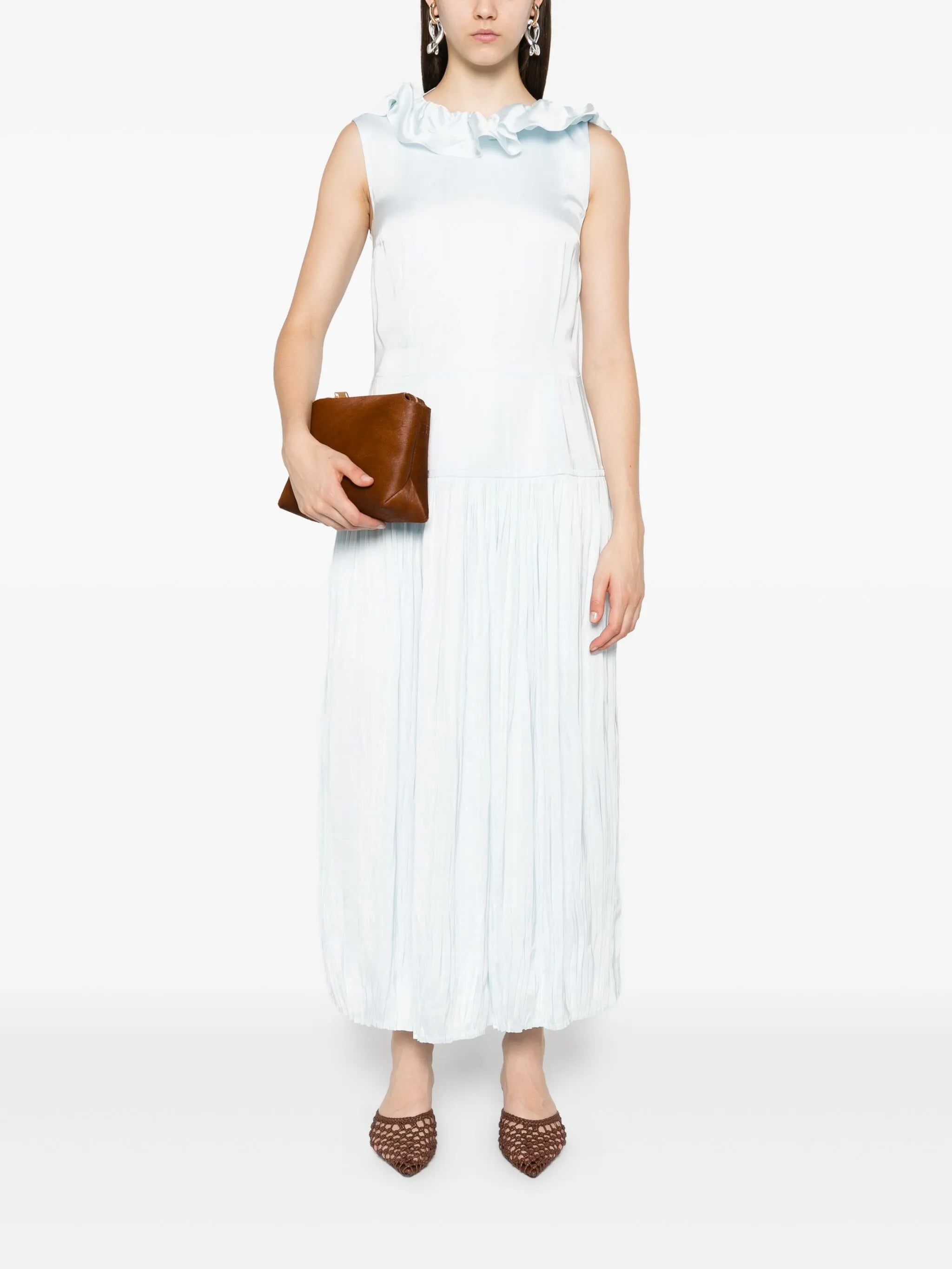 ruffled-neck maxi dress