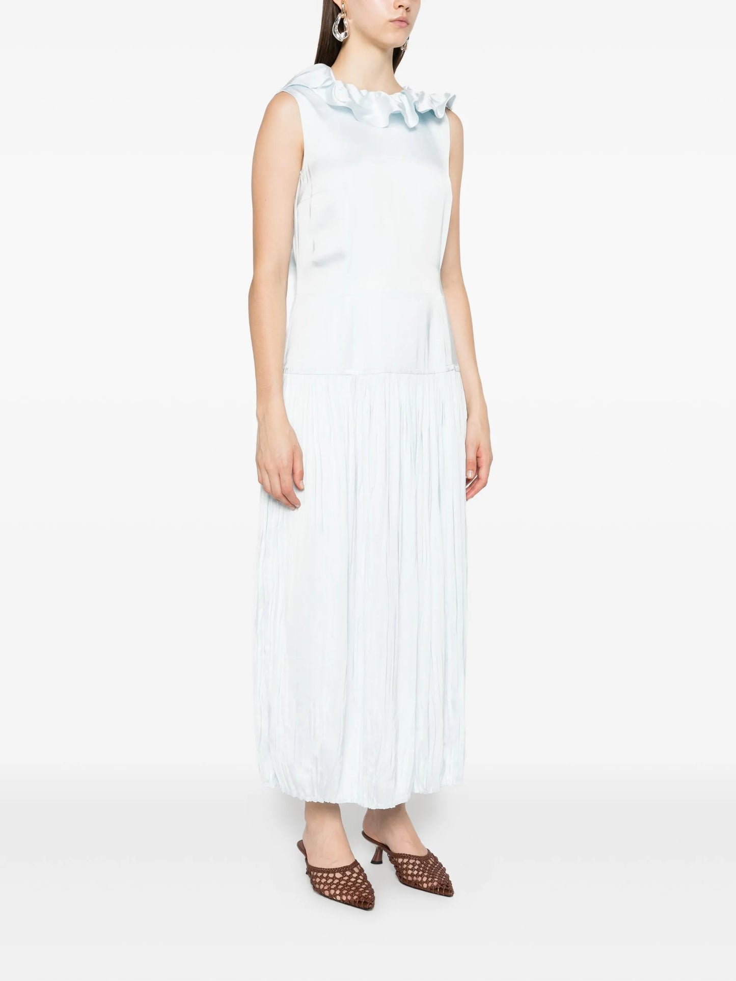 ruffled-neck maxi dress