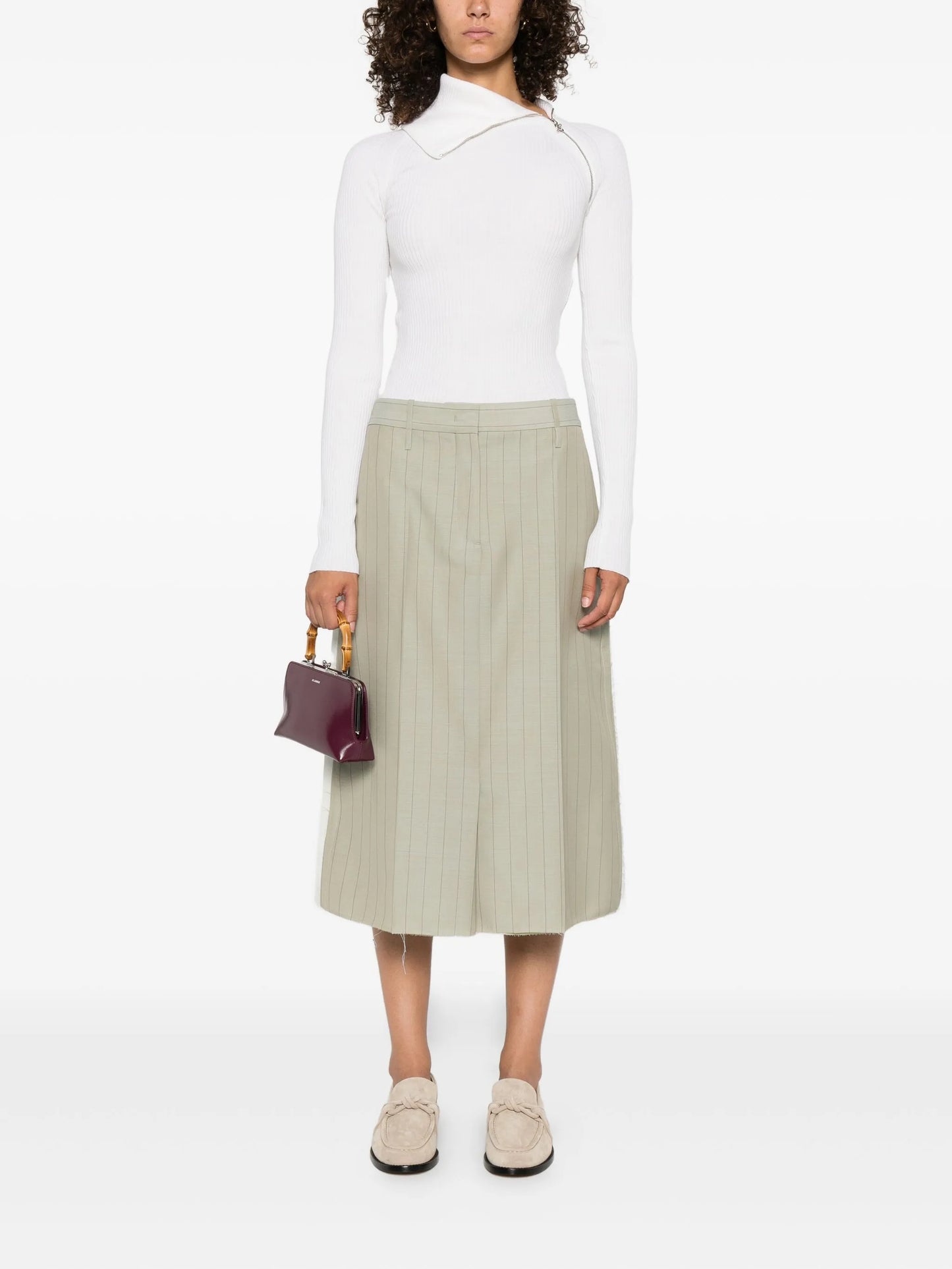 pinstripe frayed skirt