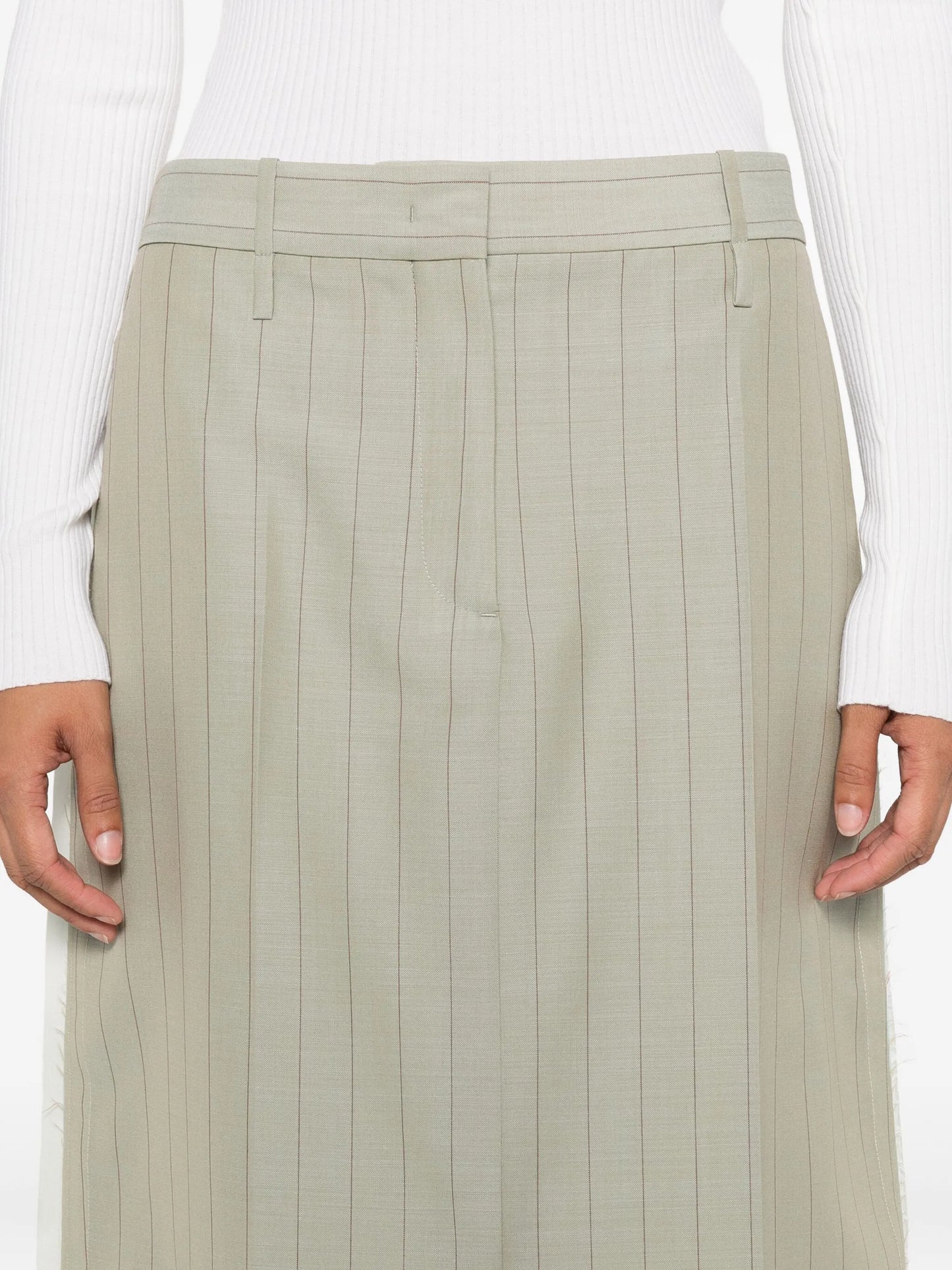 pinstripe frayed skirt