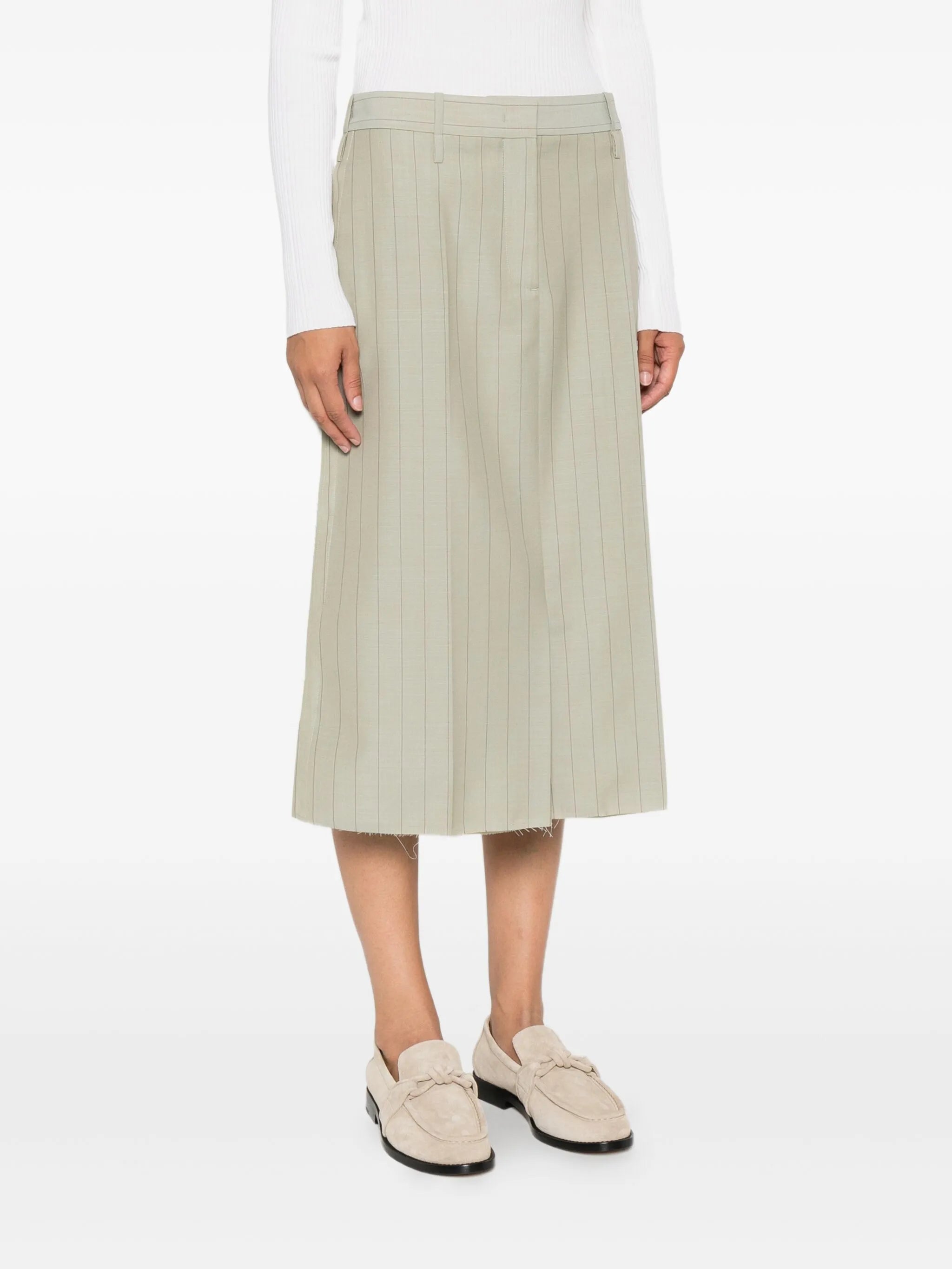 pinstripe frayed skirt