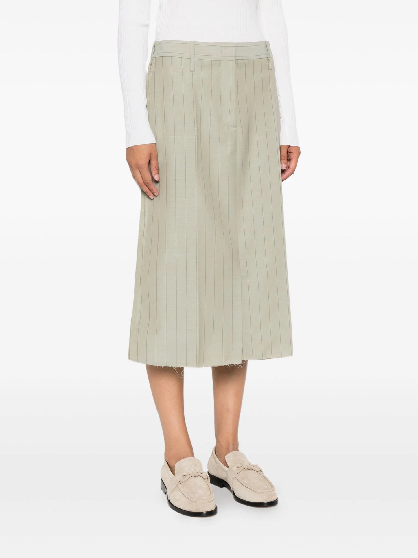 pinstripe frayed skirt