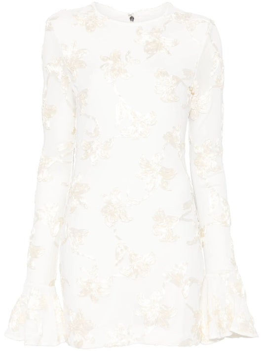 flower-mesh mini dress