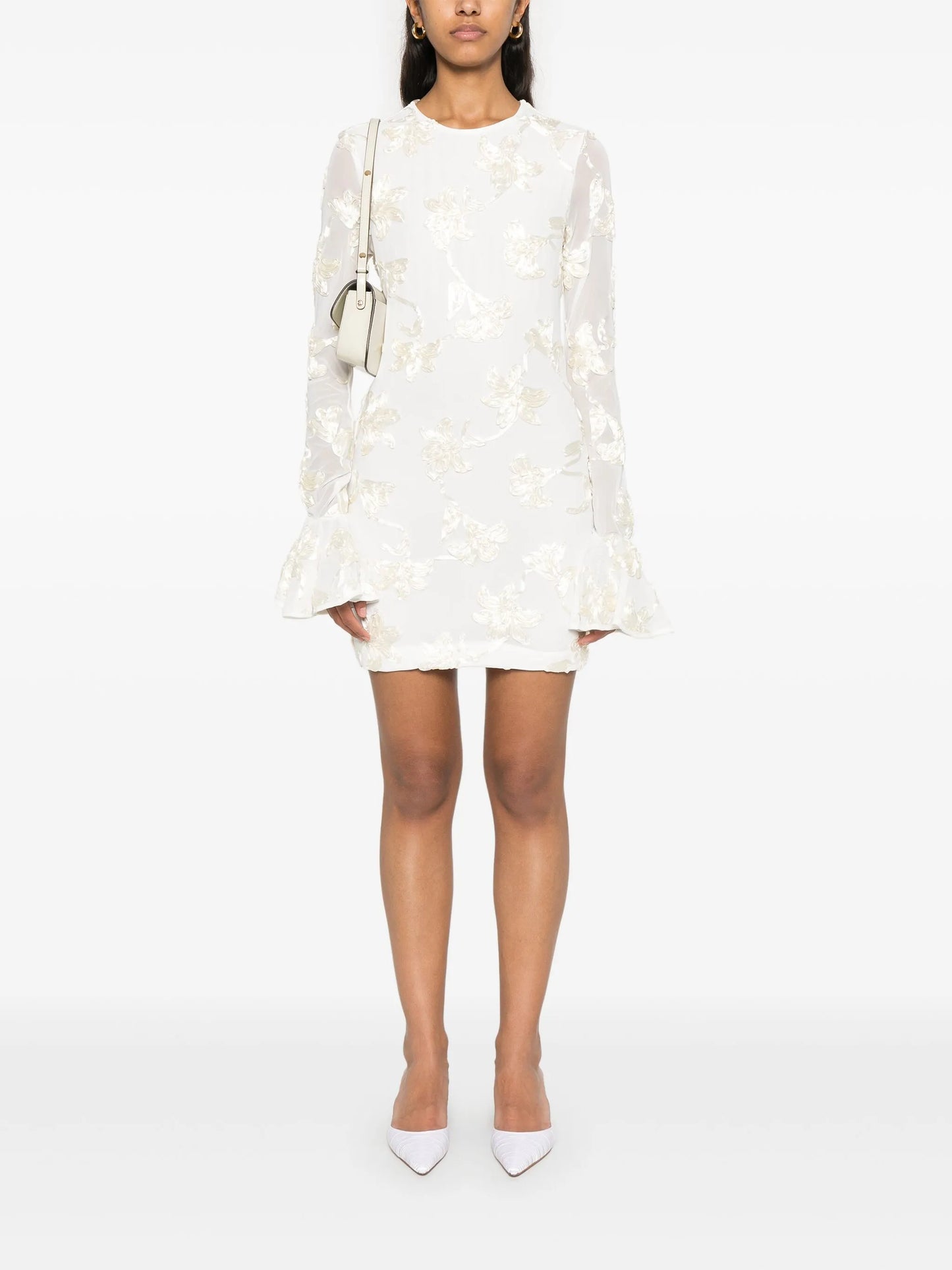 flower-mesh mini dress