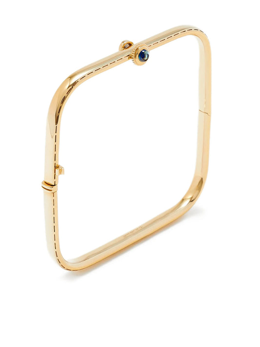 9K yellow gold Jonc Gousset diamond and sapphire bracelet