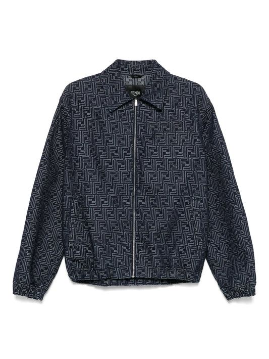 FF-jacquard denim bomber jacket