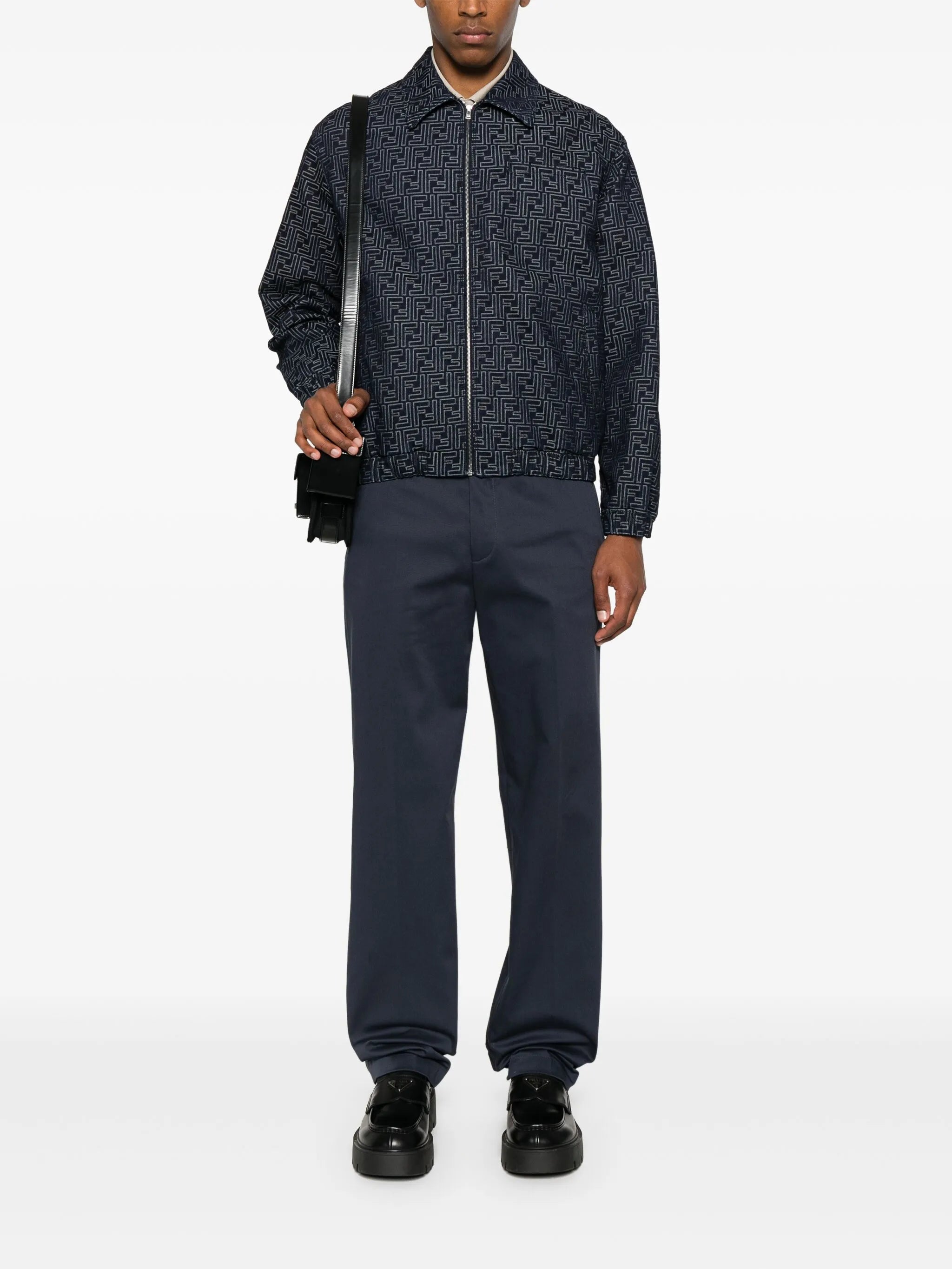 FF-jacquard denim bomber jacket