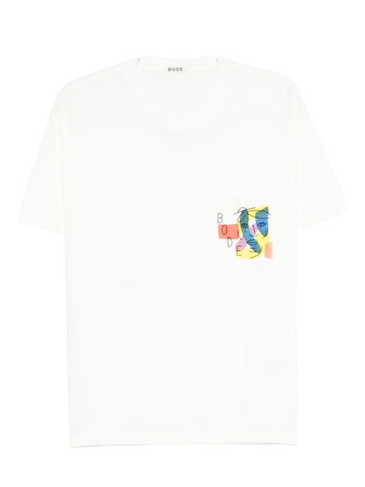 abstract-print pocket T-shirt